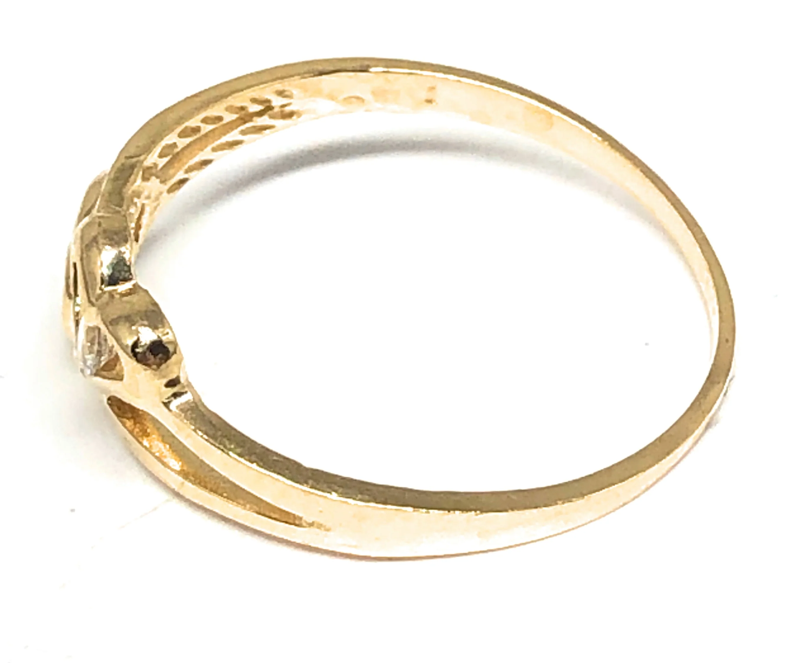 14k Solid Gold Yellow CZ Double Heart Ring (DISCONTINUED) - Image 2