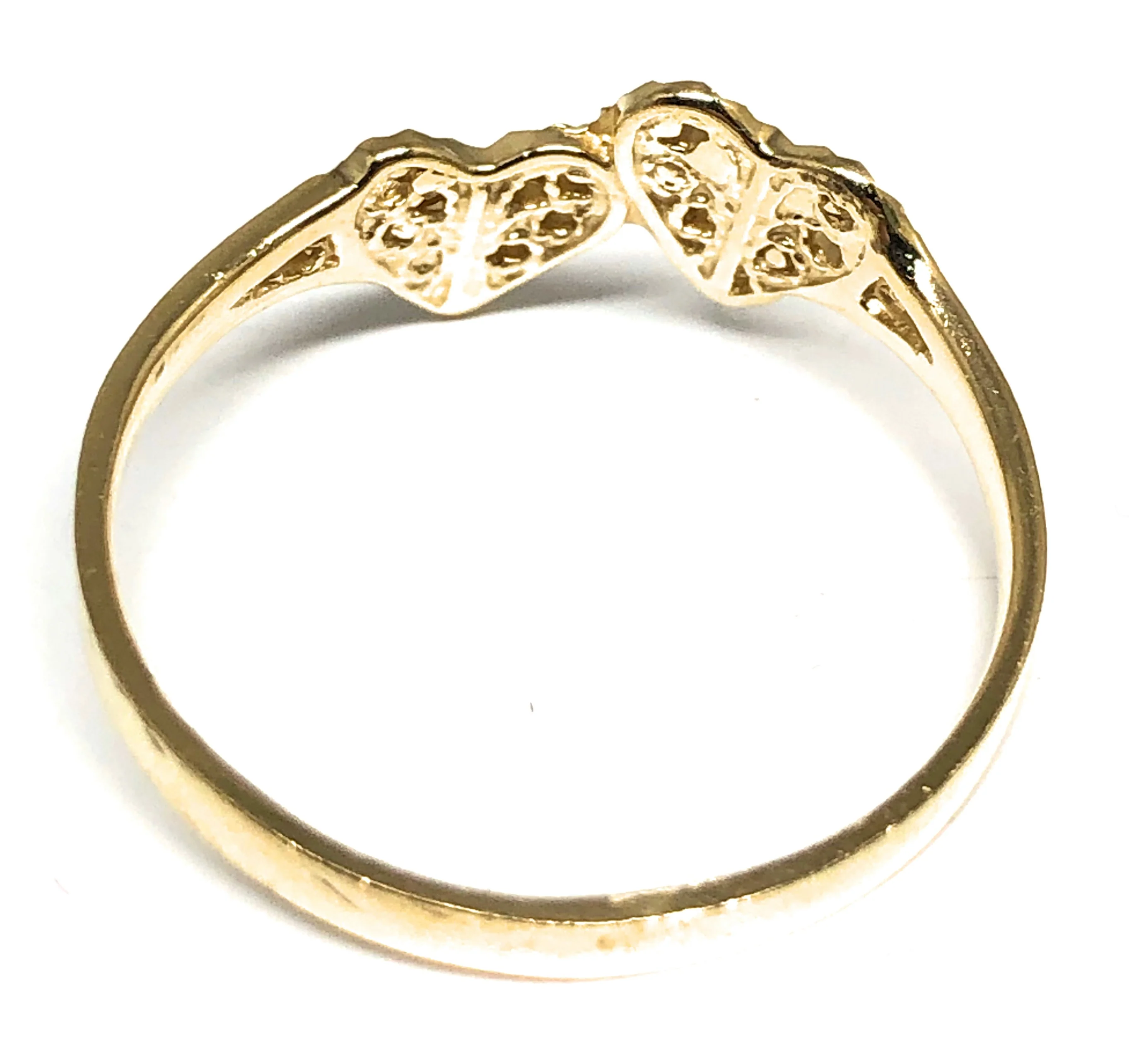14k Solid Gold Yellow Double Heart Ring (FC 166) - Image 7