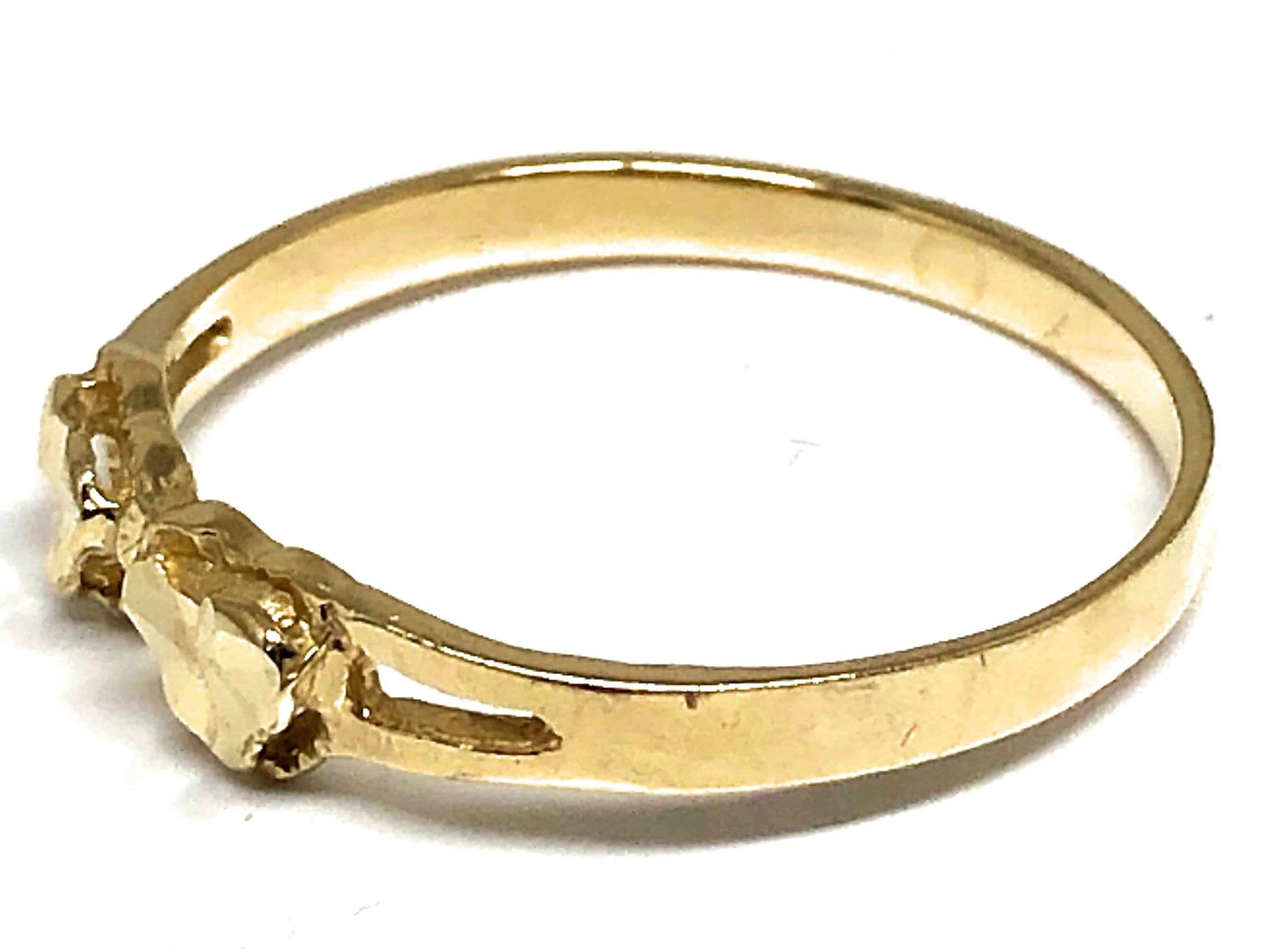 14k Solid Gold Yellow Double Heart Ring - Image 2