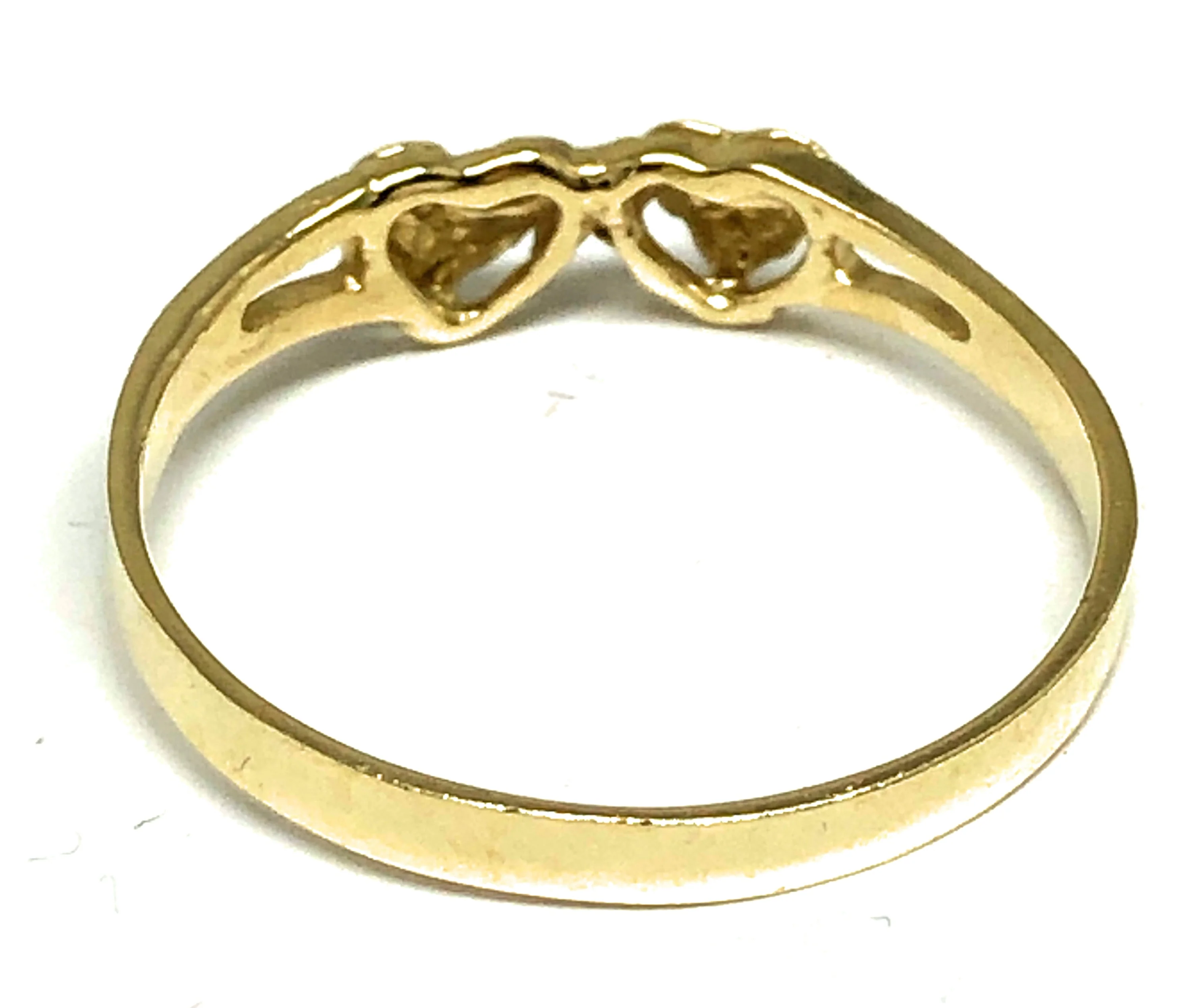 14k Solid Gold Yellow Double Heart Ring - Image 3