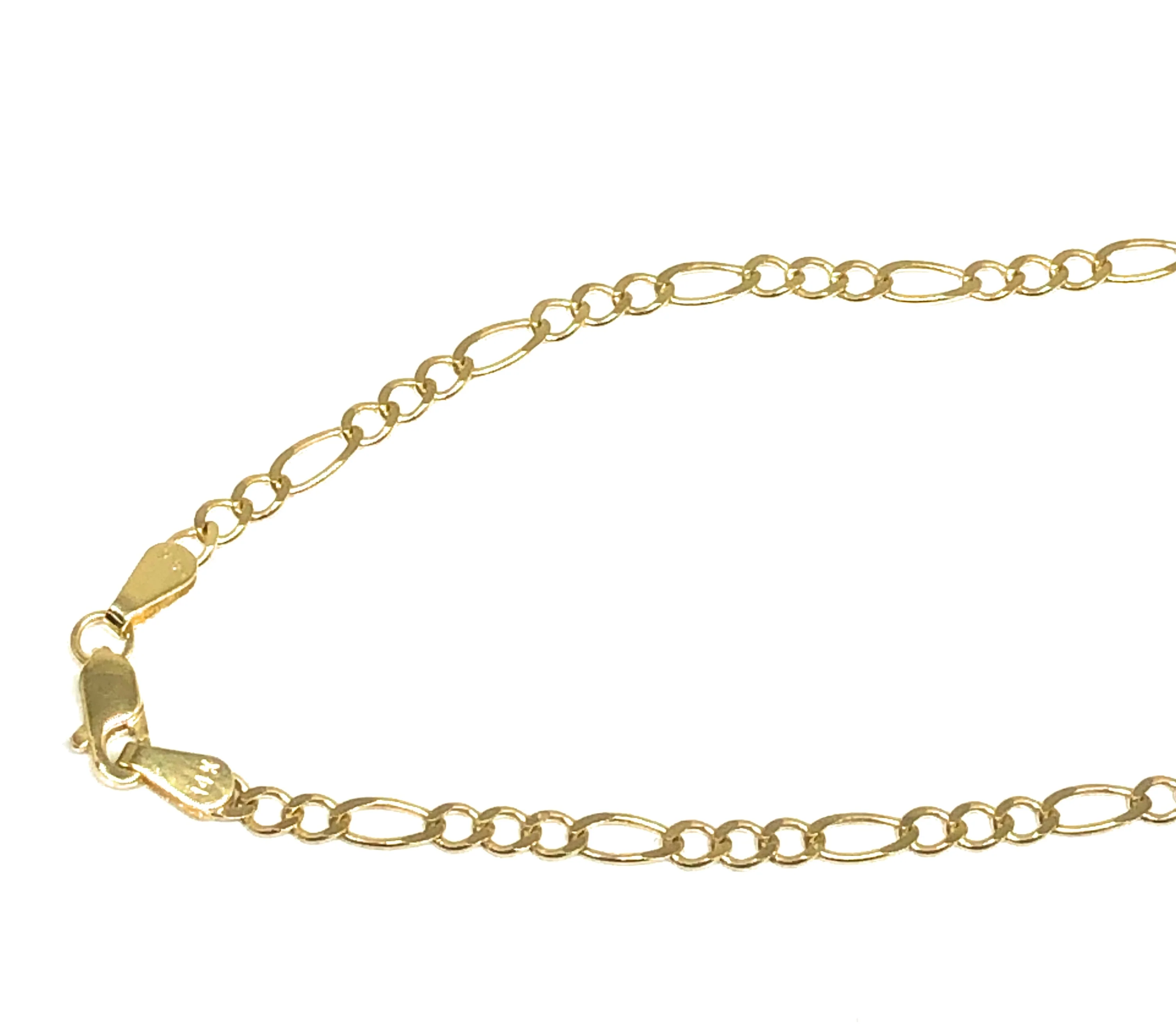 14k Solid Gold Yellow FIGARO Brracelet 7-8 inch 2.5mm Width (FULL SOLID STYLE) - Image 3