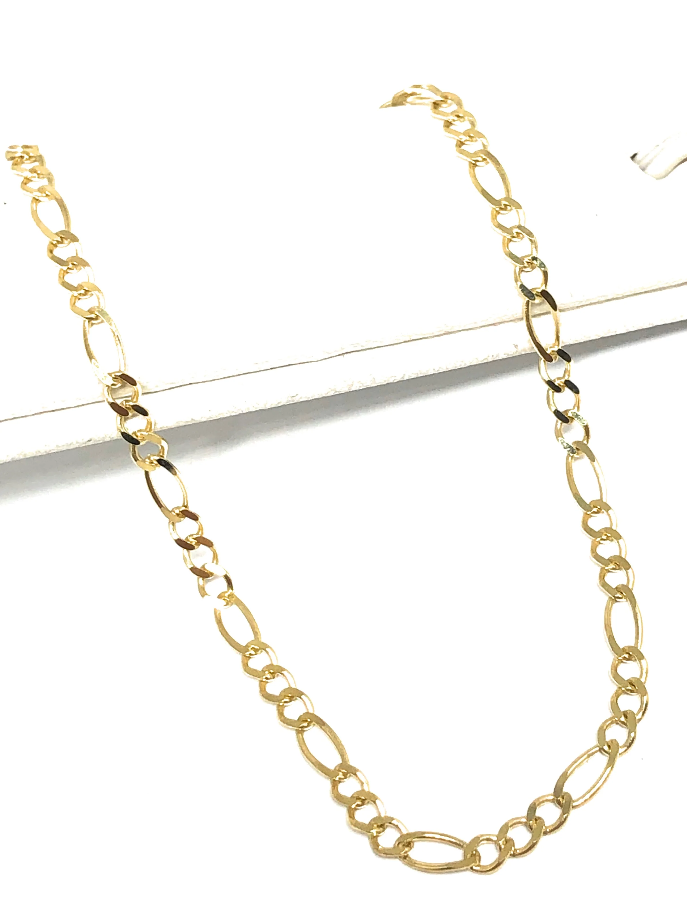14k Solid Gold Yellow FIGARO Brracelet 7-8 inch 2.5mm Width (FULL SOLID STYLE) - Image 4