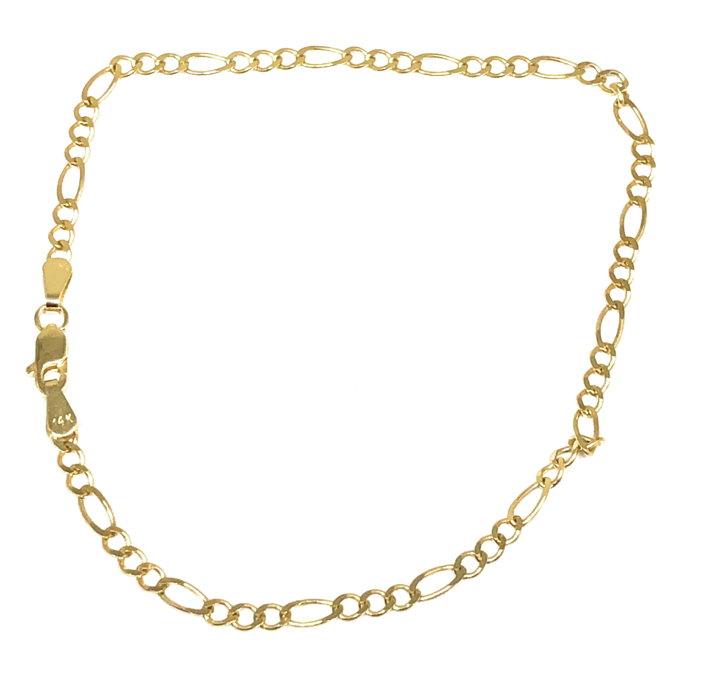 14k Solid Gold Yellow FIGARO Brracelet 7-8 inch 2.5mm Width (FULL SOLID STYLE) - Image 5
