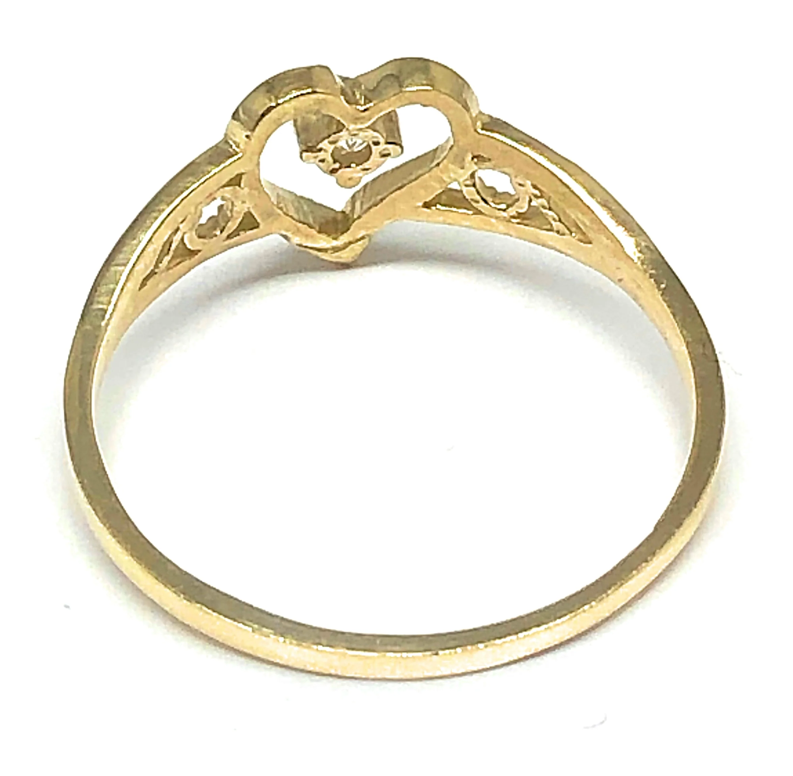 14k Solid Gold Yellow Gold Heart CZ Ring - Image 3