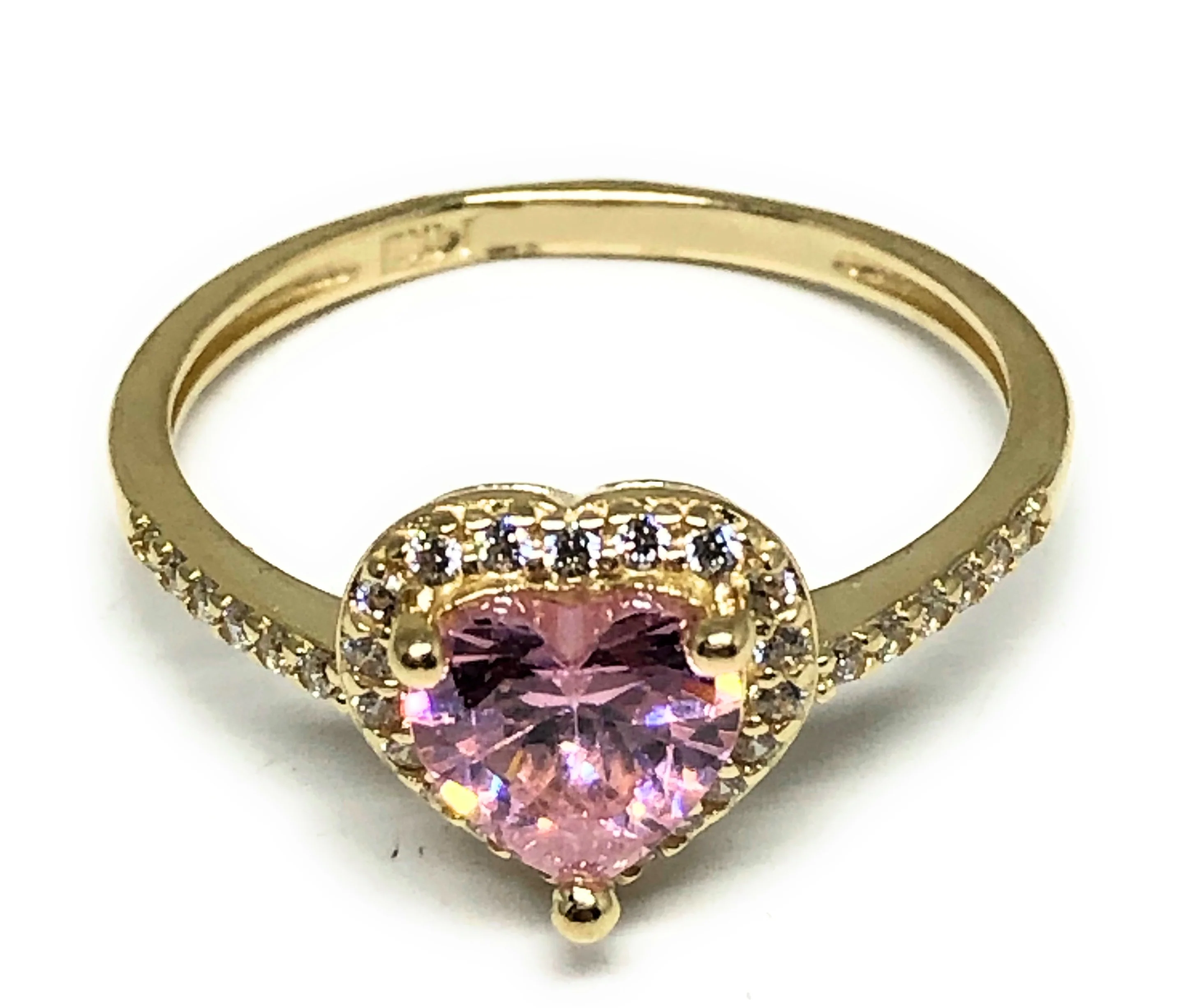 14k Solid Gold Yellow Gold Heart CZ Ring (PINK, GREEN, RED, WHITE) - Image 2