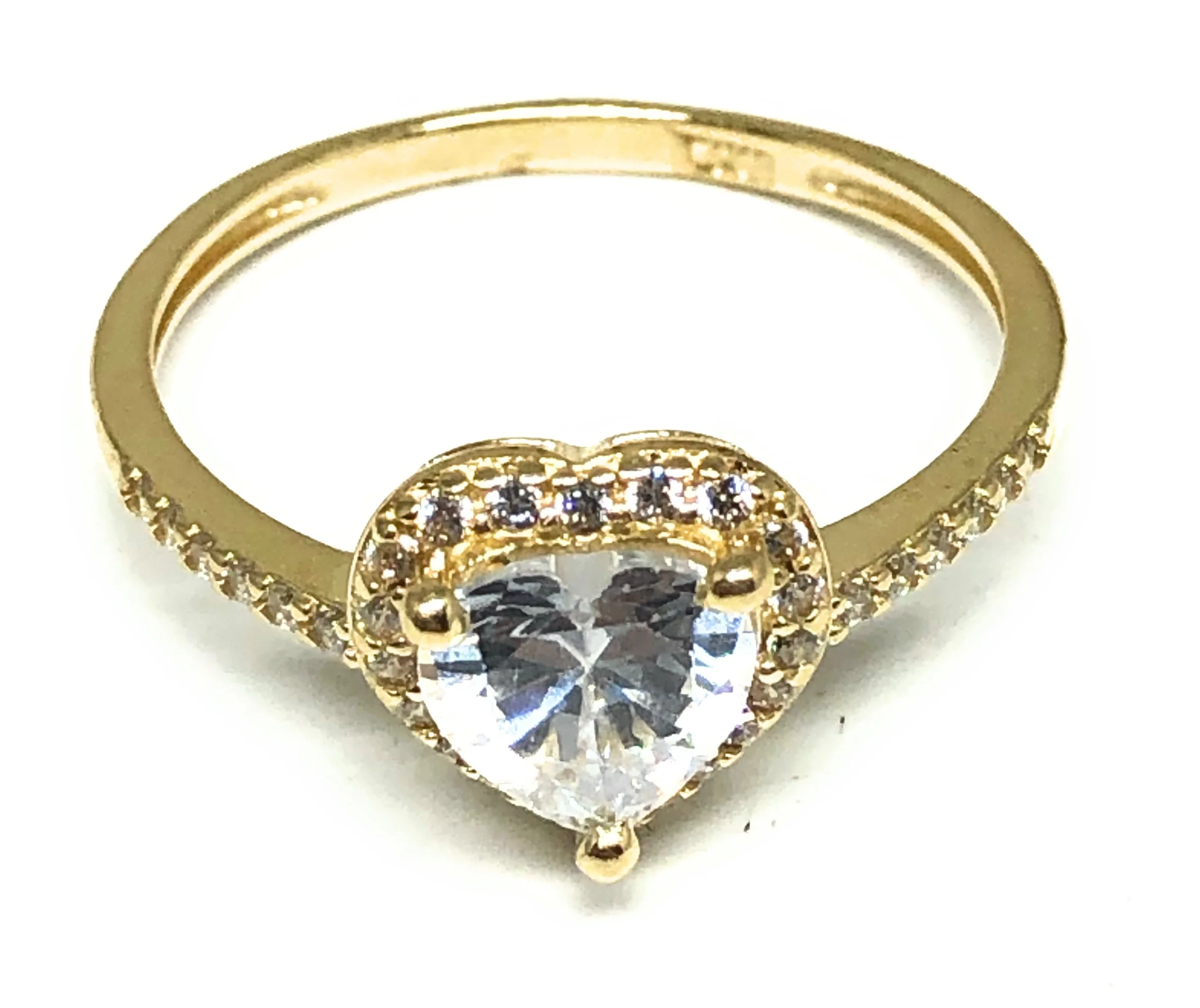 14k Solid Gold Yellow Gold Heart CZ Ring (PINK, GREEN, RED, WHITE) - Image 3