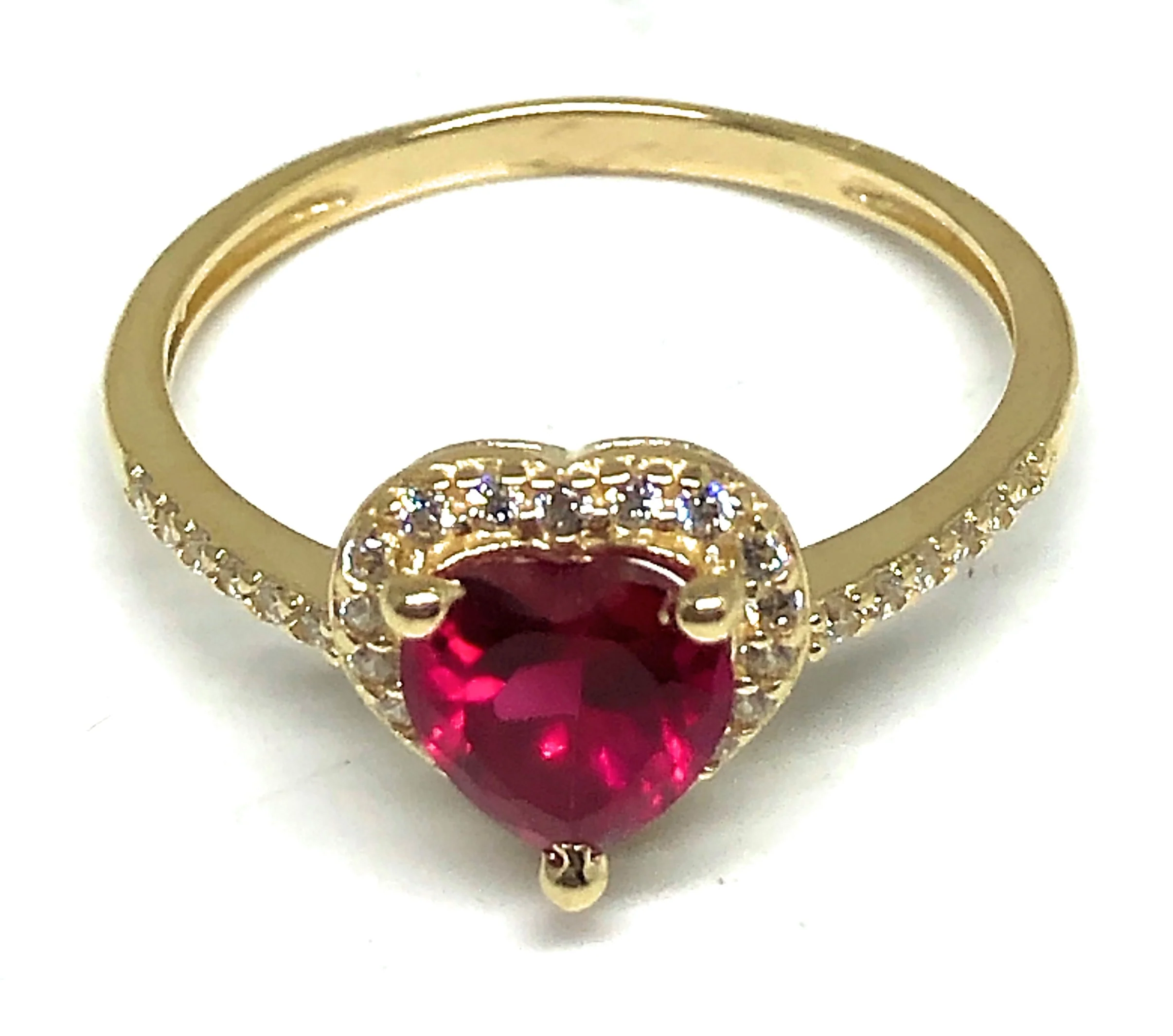 14k Solid Gold Yellow Gold Heart CZ Ring (PINK, GREEN, RED, WHITE) - Image 4