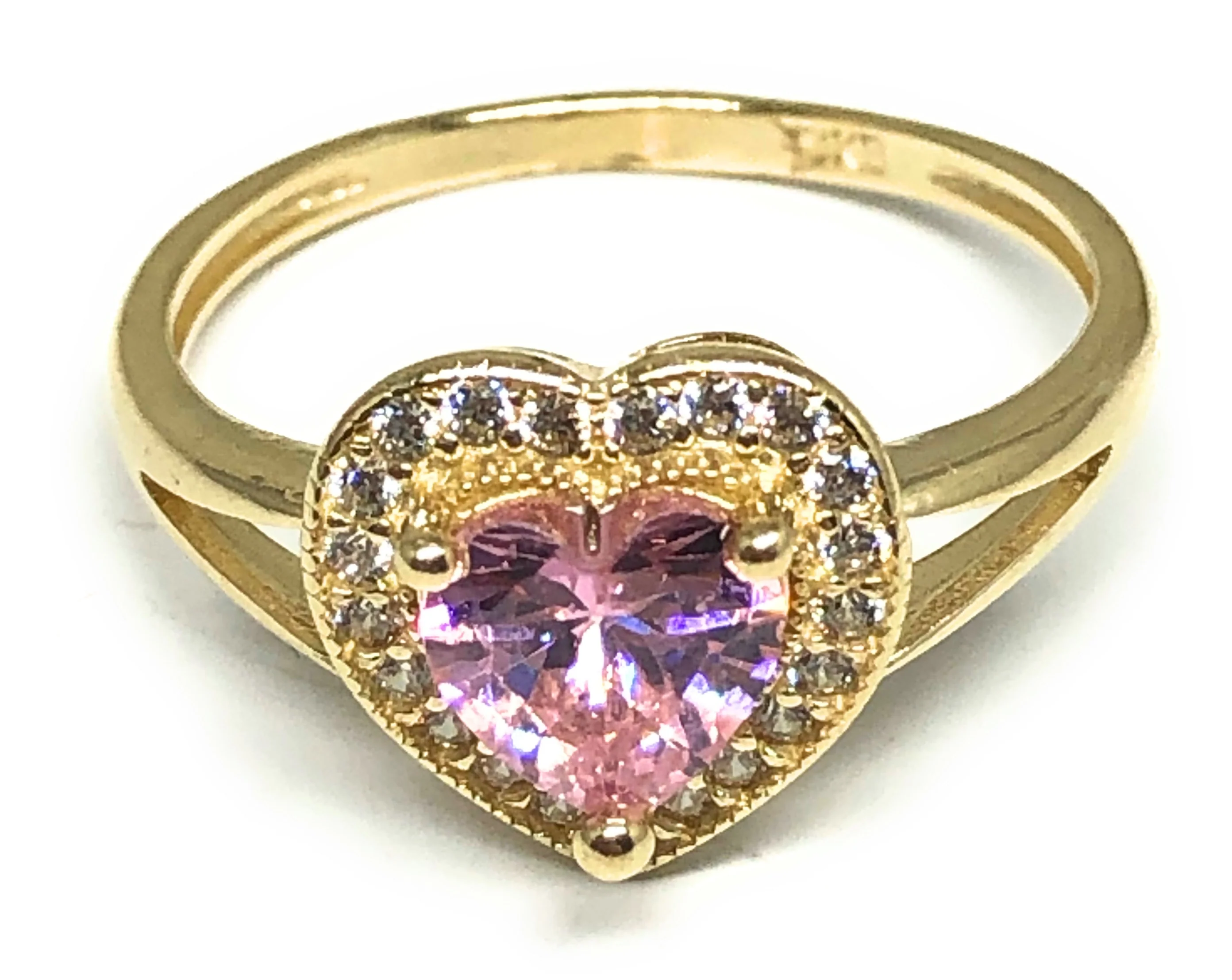 14k Solid Gold Yellow Gold Heart CZ Ring (PINK, PURPLE, RED, WHITE) - Image 2