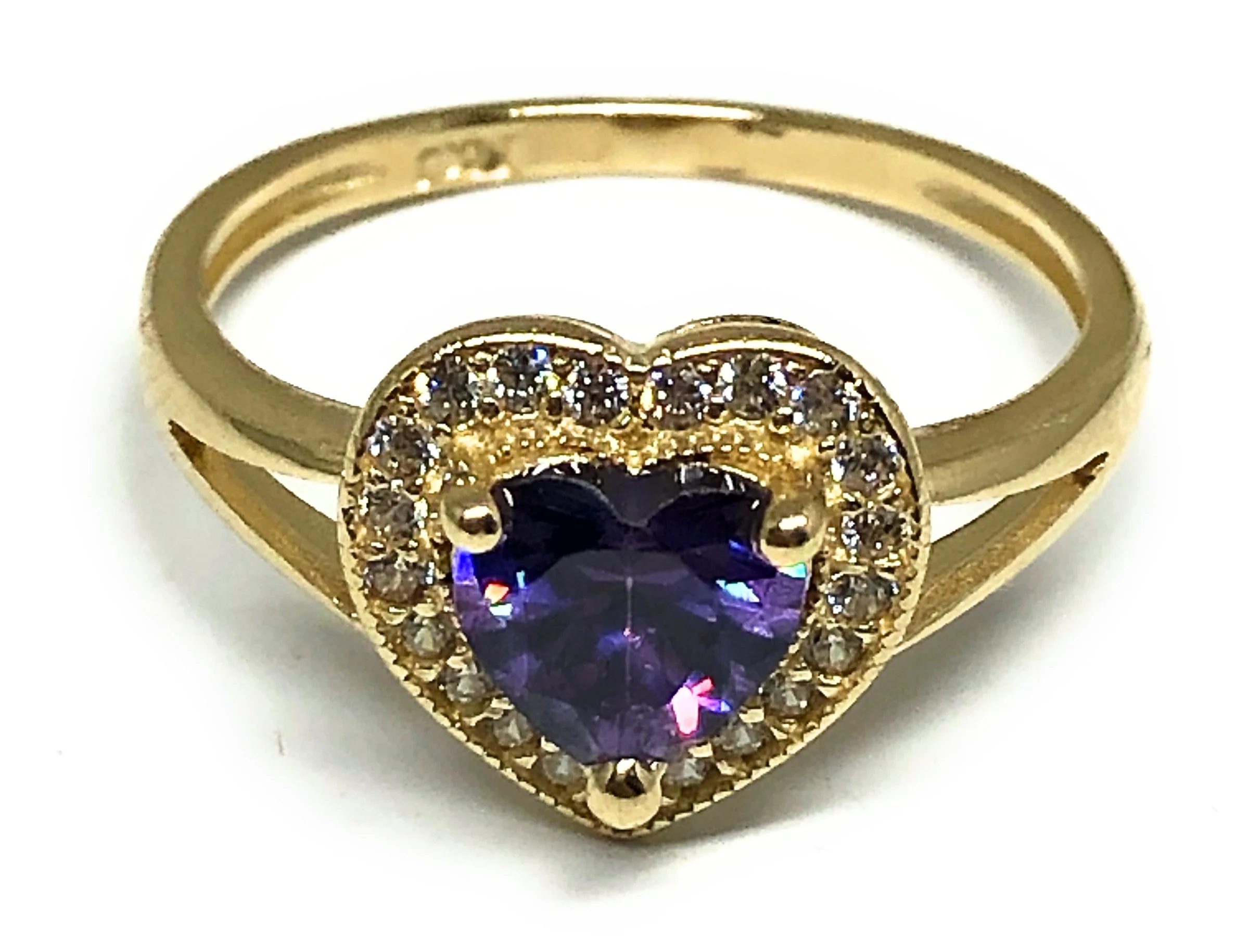 14k Solid Gold Yellow Gold Heart CZ Ring (PINK, PURPLE, RED, WHITE) - Image 4