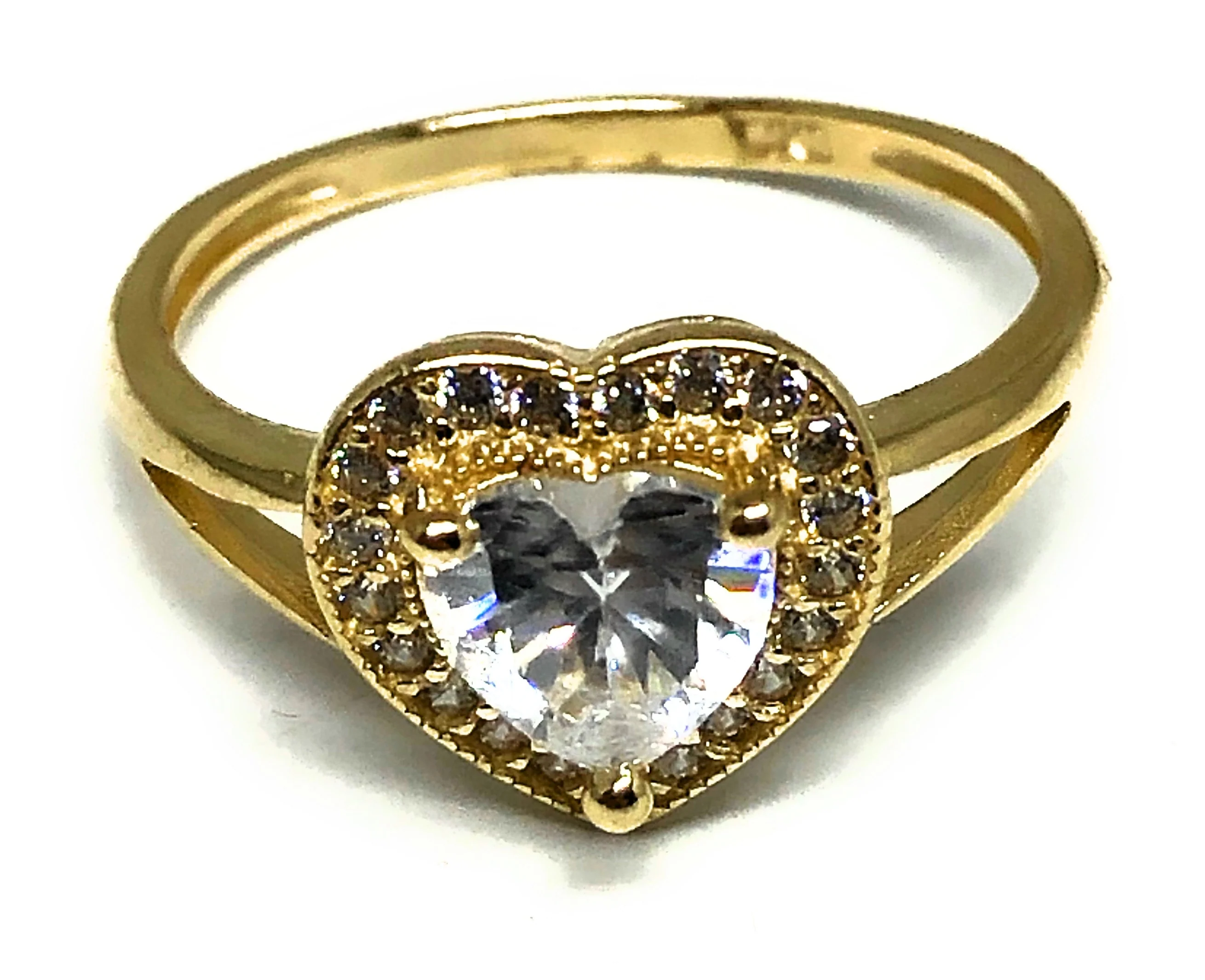14k Solid Gold Yellow Gold Heart CZ Ring (PINK, PURPLE, RED, WHITE) - Image 5