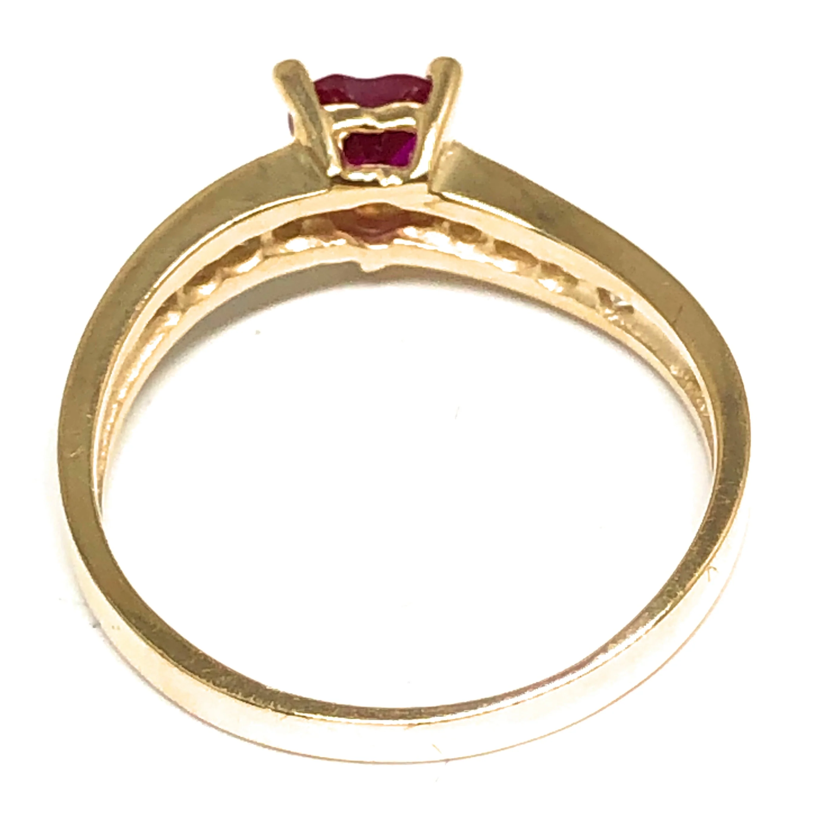 14k Solid Gold Yellow Gold Heart CZ Ring (RED, PURPLE) - Image 4