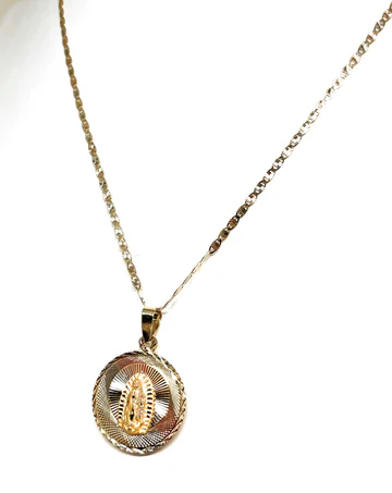 14k Solid Gold Yellow Gold Jesus Sagrado Corazon & Virrgin Mary Double Sided Pendant Necklace (MED, SM) - Image 5