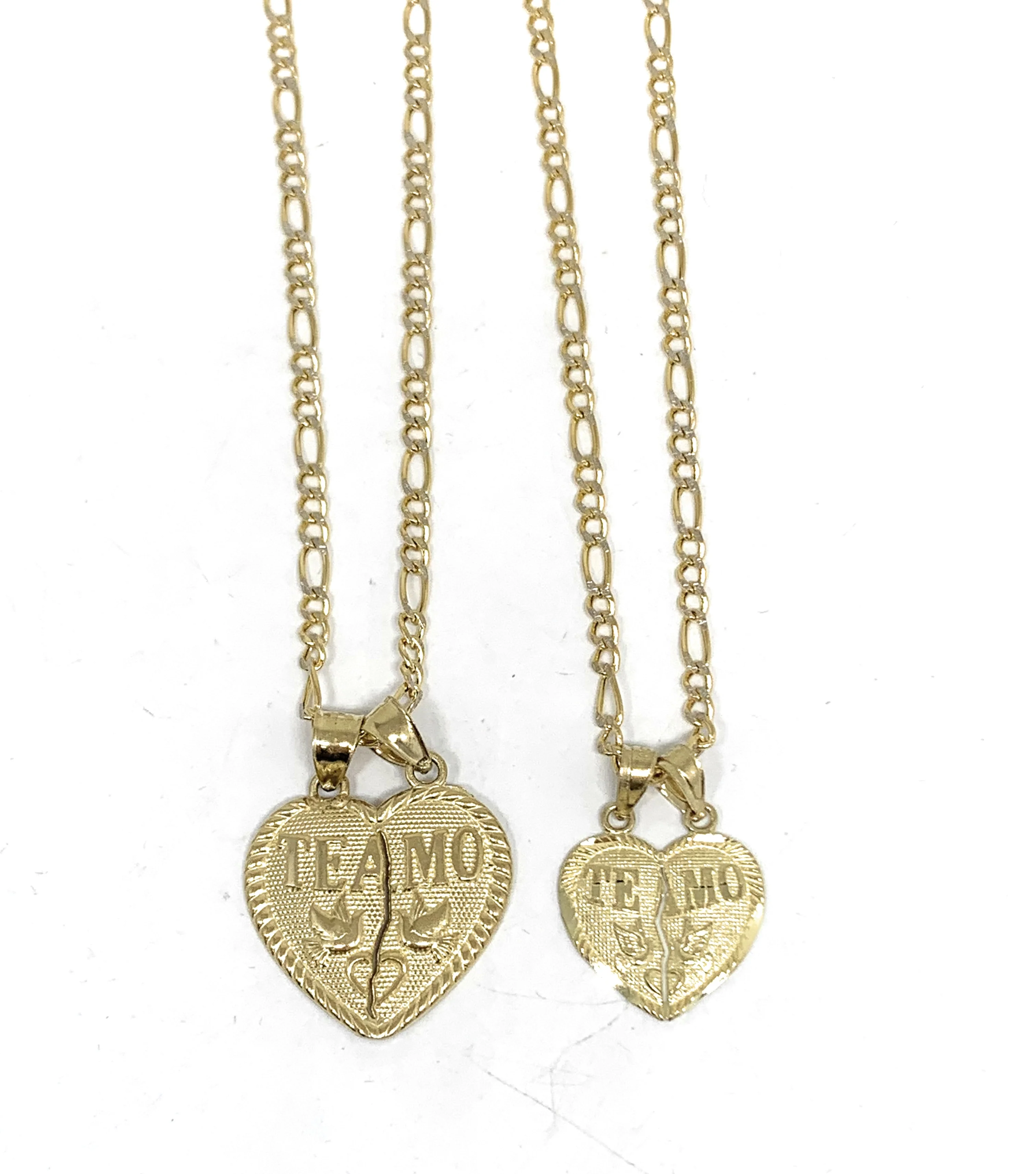 14k Solid Gold Yellow Gold “Te Amo" Heart Split Pendant (LG,MED,SM) - Image 3