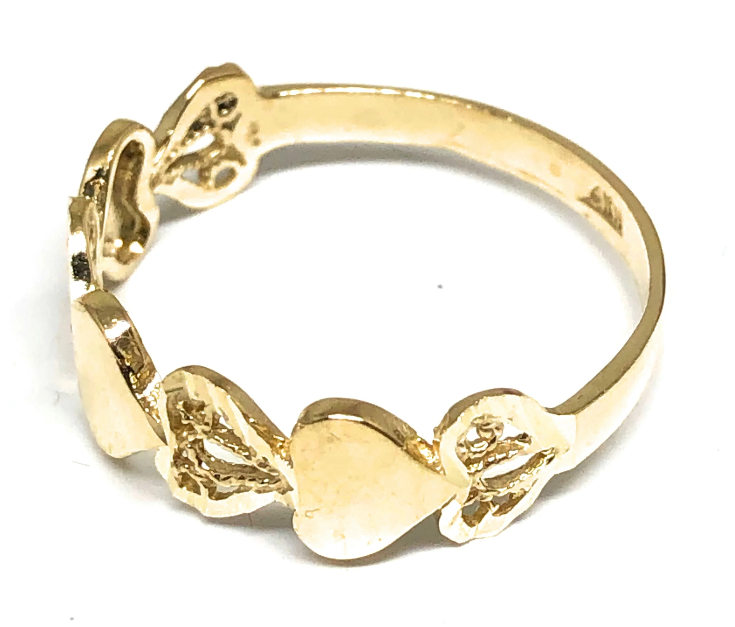 14k Solid Gold Yellow Heart Band Ring - Image 2