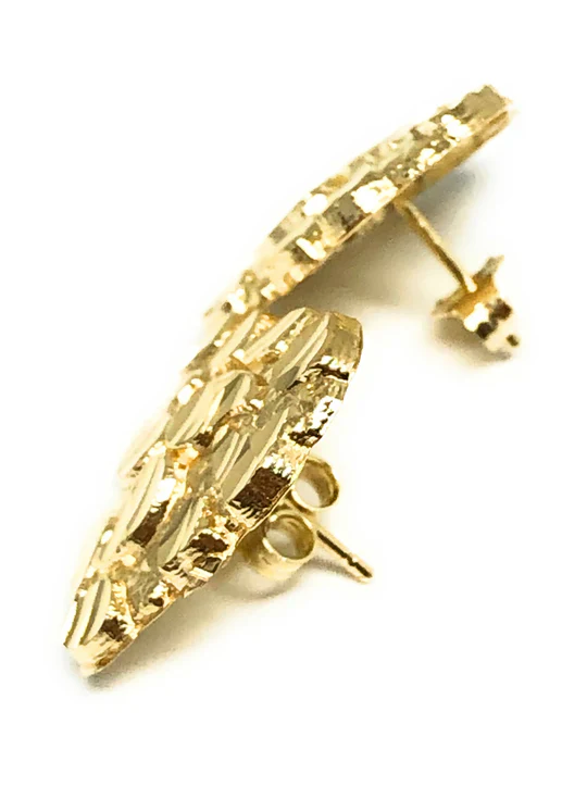 14k Solid Gold Yellow Heart Nugget Stud Earrings (SM,MED,LG) - Image 6