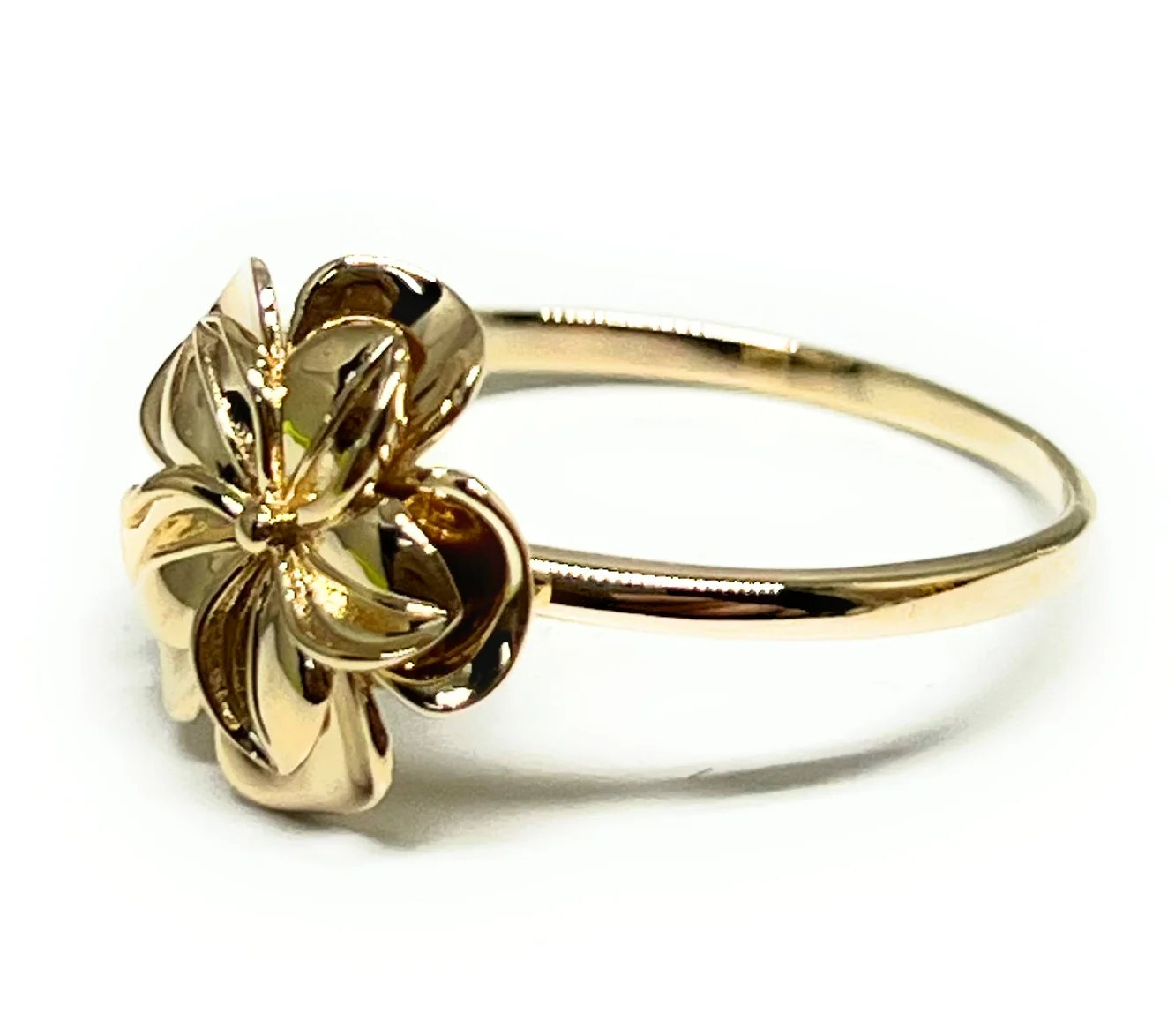 14k Solid Gold Yellow Hibiscus Flower Ring (FC 299) - Image 2
