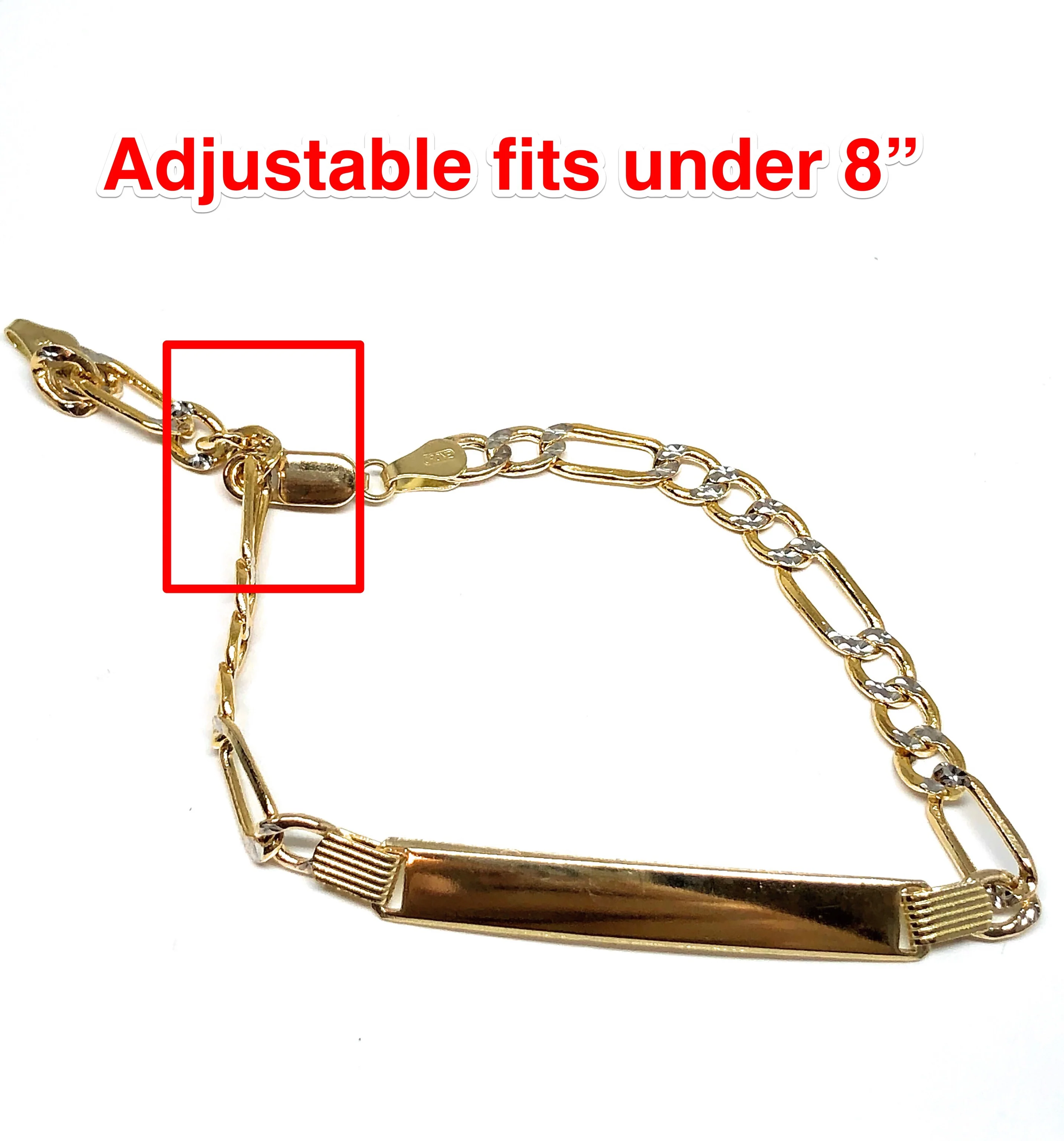 14k Solid Gold Yellow ID Brracelet 7-8 inch length 5-6mm Width (Free Engraving, Email us name!) - Image 7