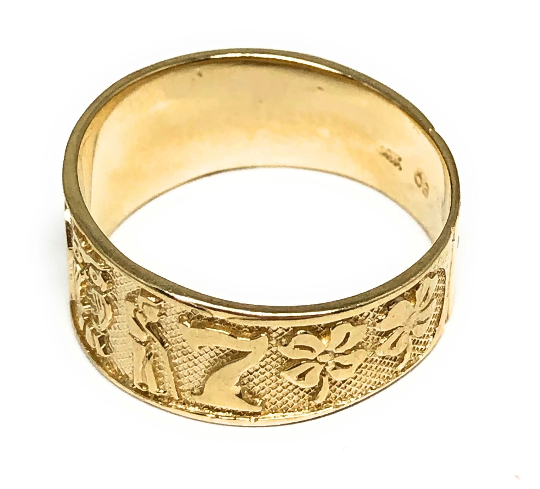 14k Solid Gold Yellow Lucky Symbols Ring Suerte - Image 2