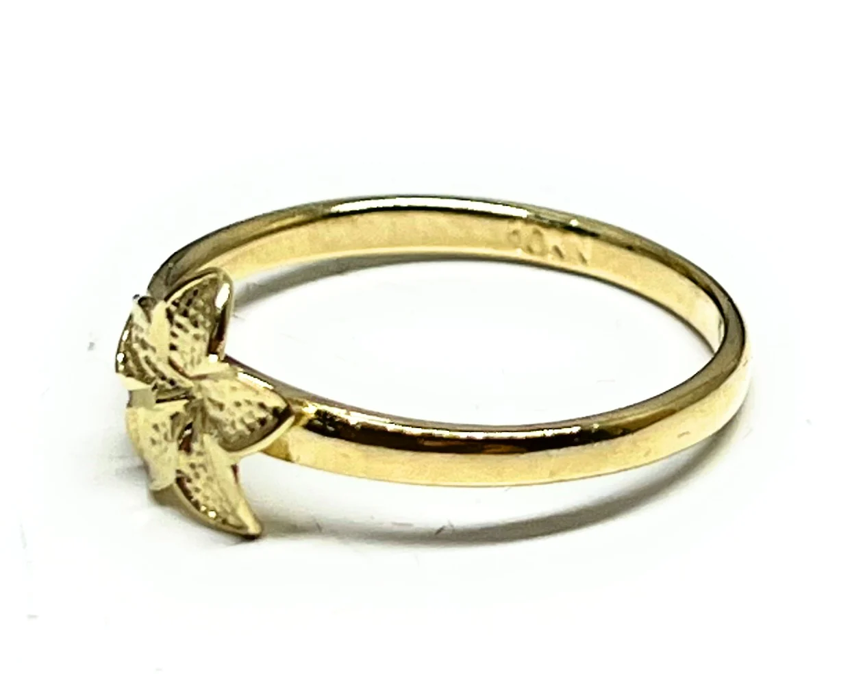 14k Solid Gold Yellow MINI PLUMERIA Flower Ring - Image 3