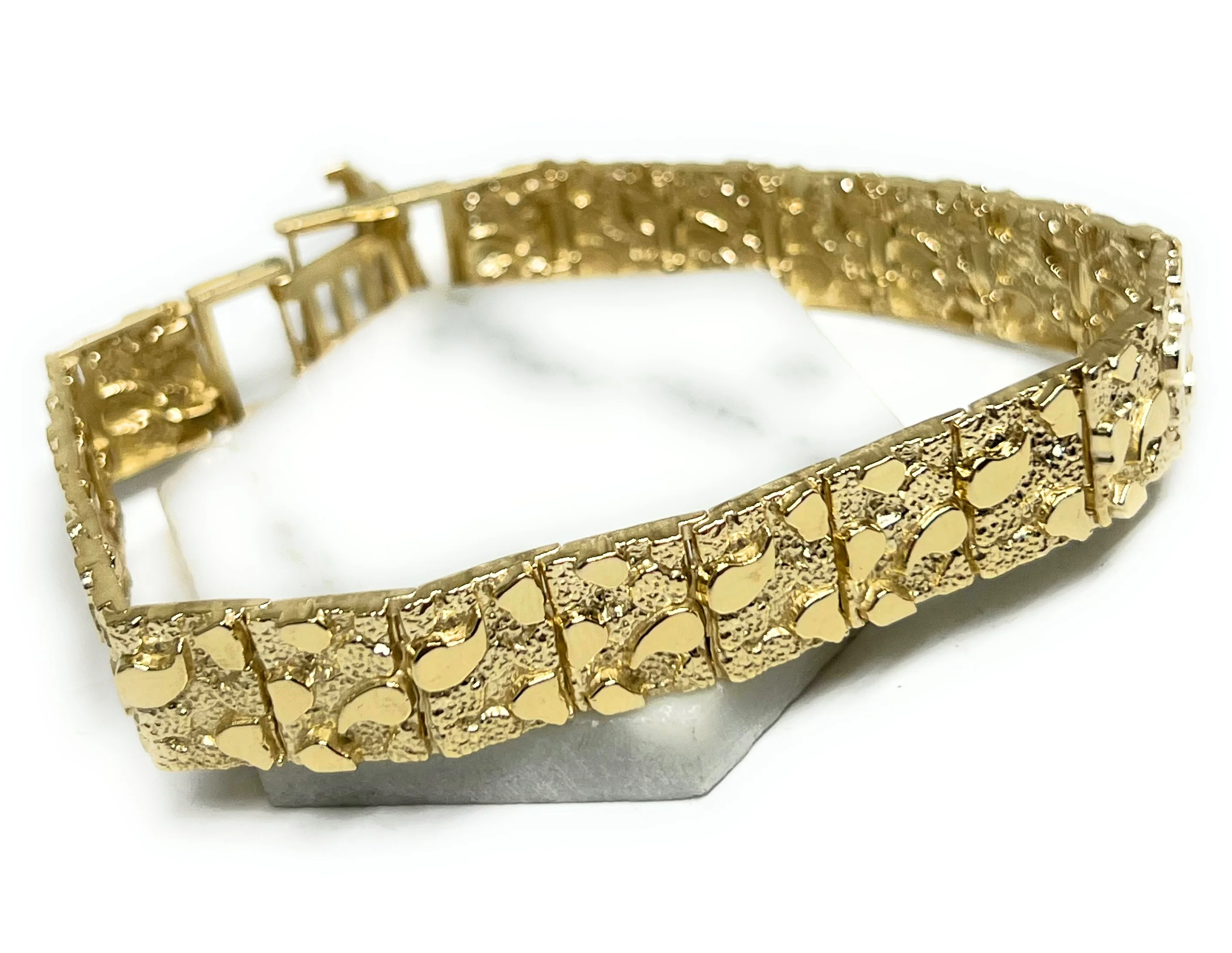 14k Solid Gold Yellow NUGGET 8 INCH 12MM BRRACELET (29g) - Image 3