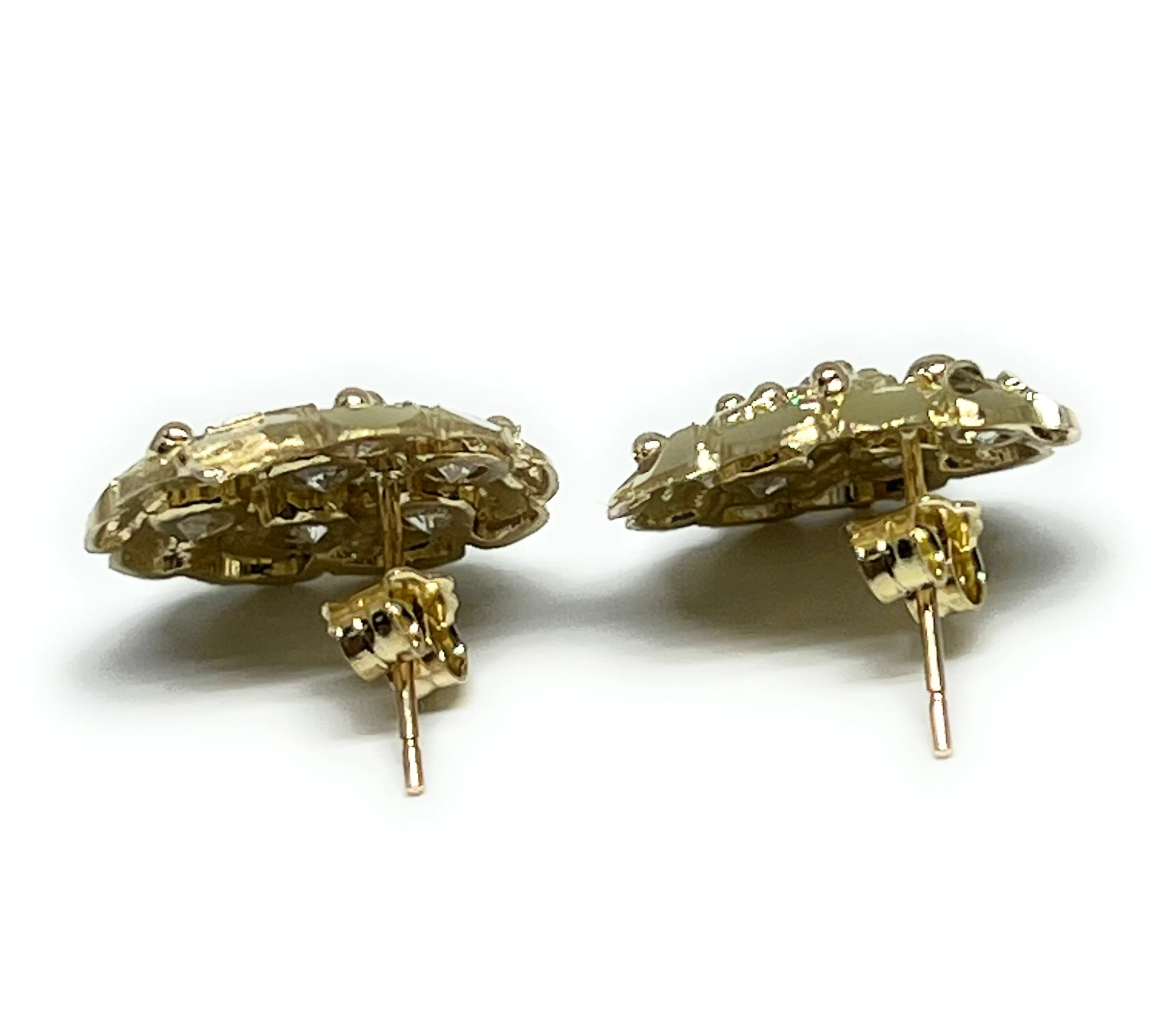 10k Solid Gold Yellow Nugget Cluster CZ Stud Earrings (SM,MED) - Image 4