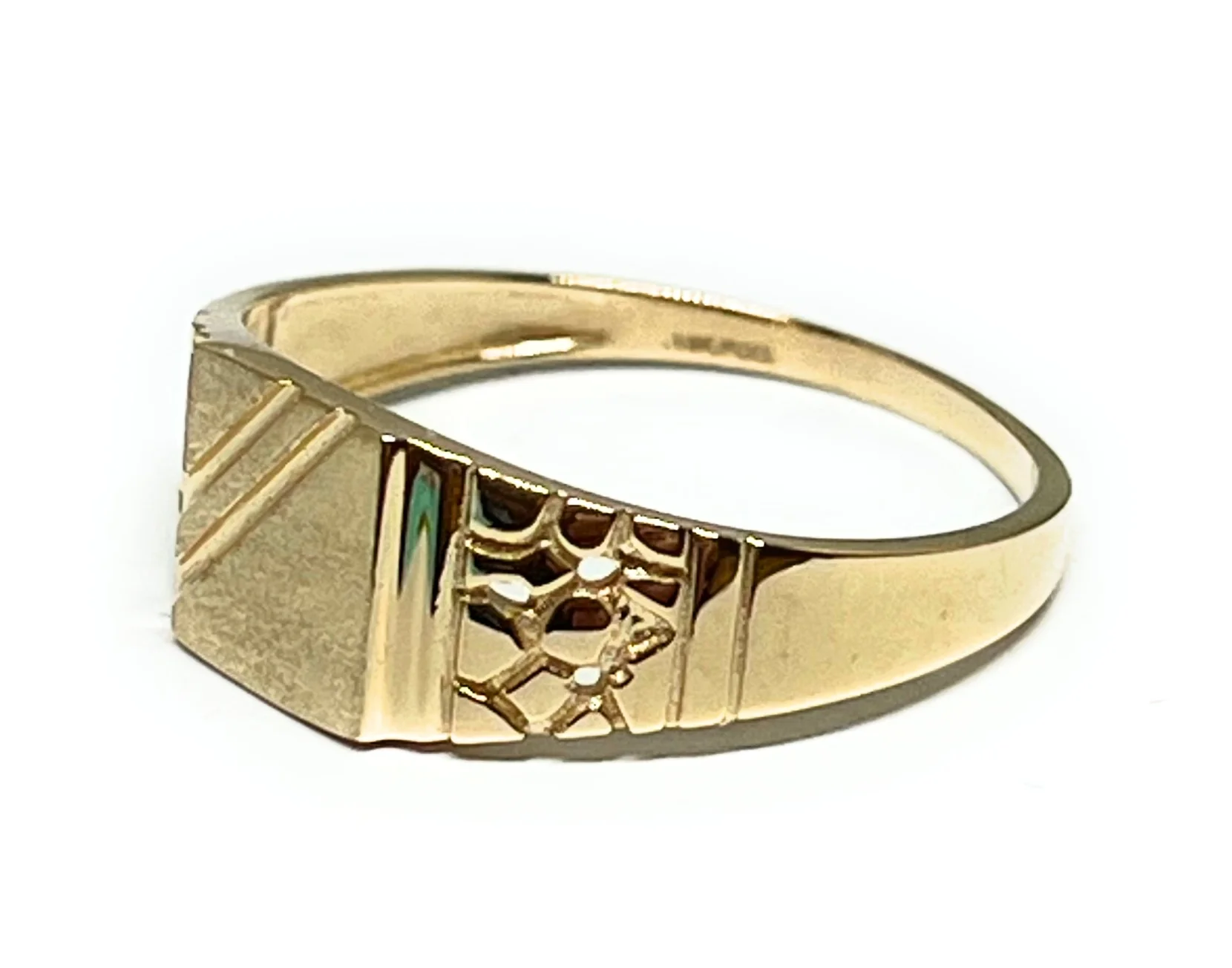 14k Solid Gold Yellow Nugget SQUARE Ring 7.5MM (FC 313) - Image 2