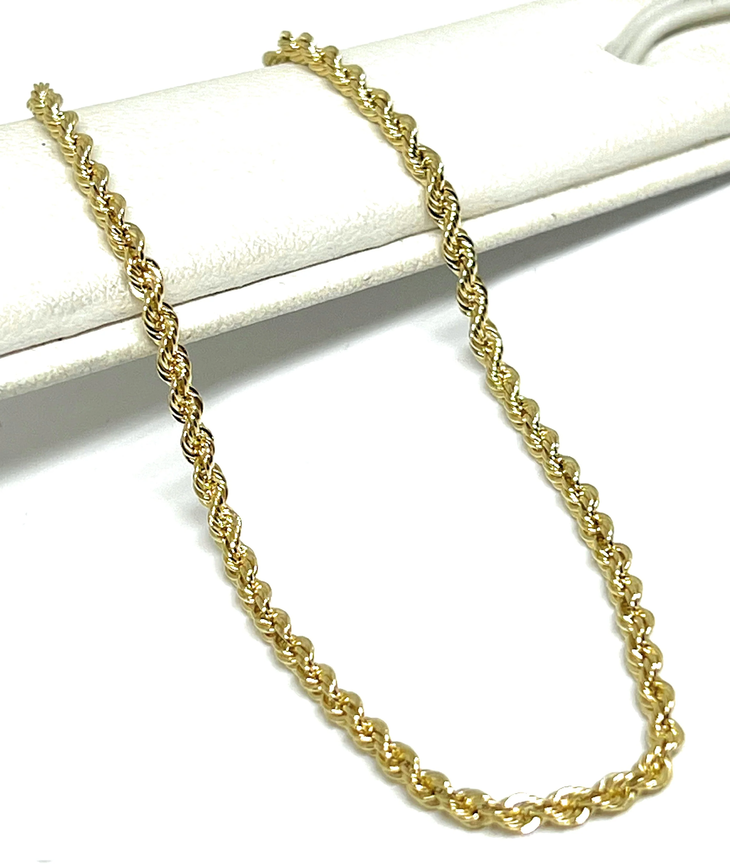 14k Solid Gold Yellow Rope Brracelet 7-9 inch 2.5mm Width (SEMI-HOLLOW STYLE)