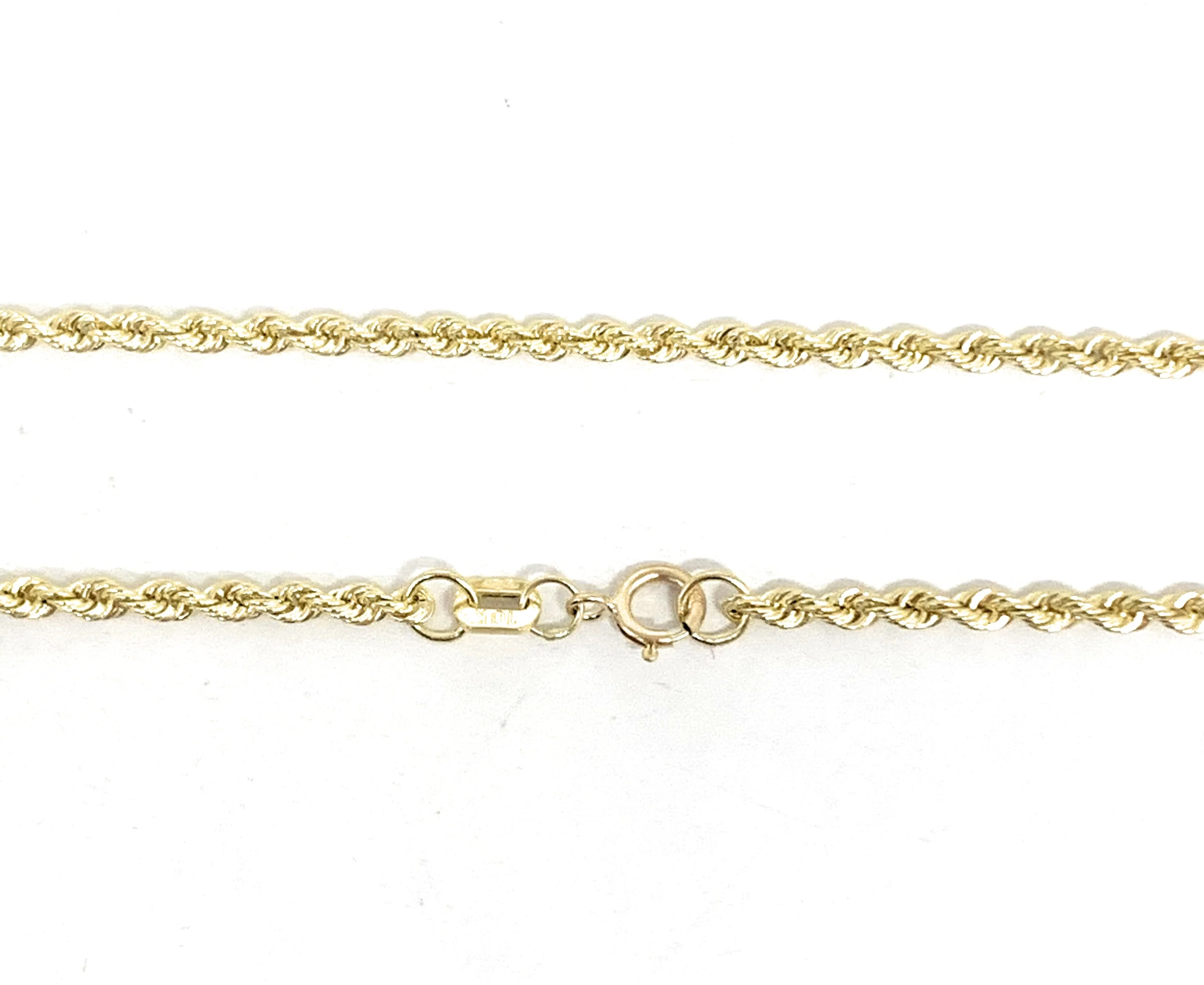 10k Solid Gold Yellow Rope Chain 16-26 inches 2mm (Semi-Hollow Style) - Image 2