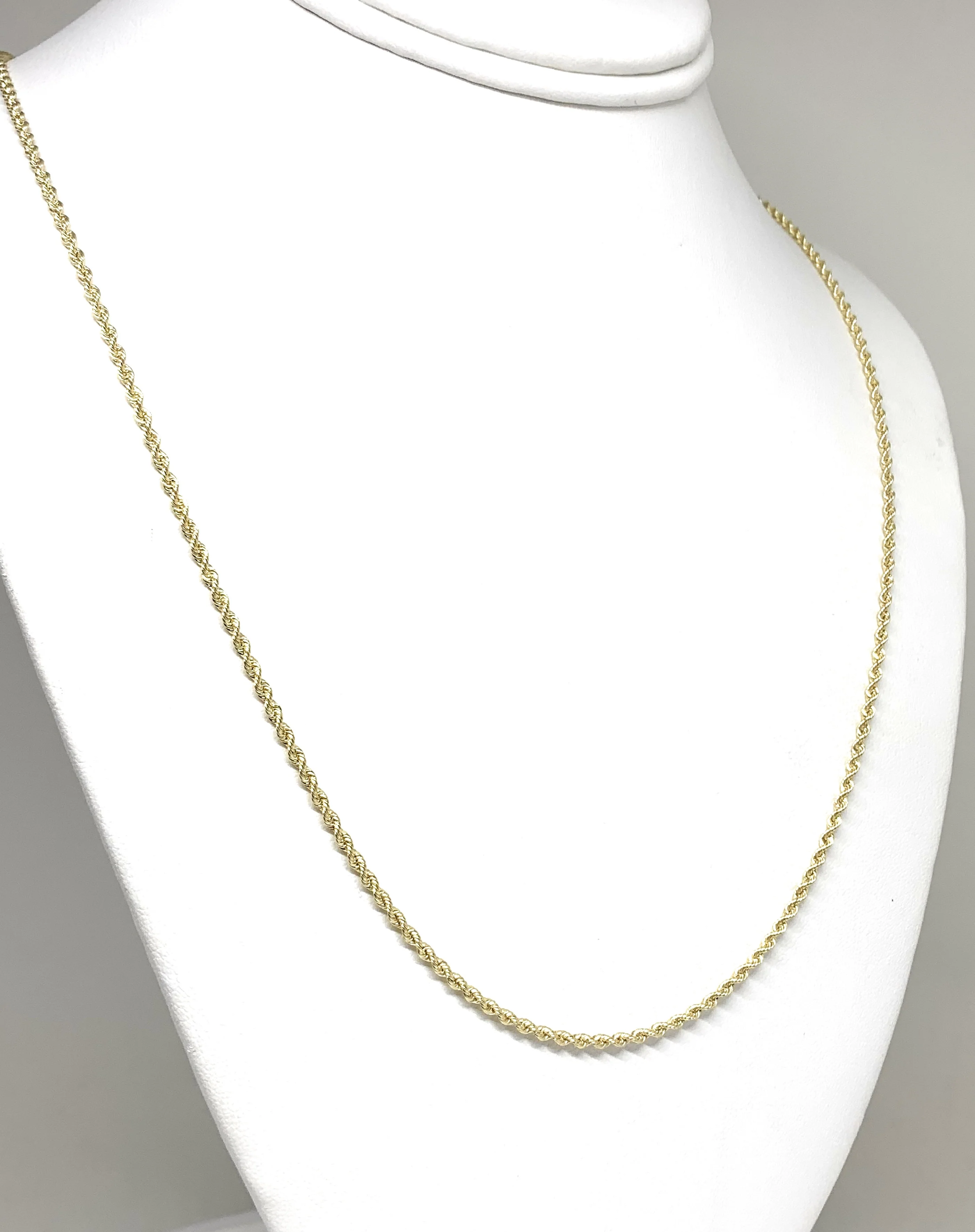 10k Solid Gold Yellow Rope Chain 16-26 inches 2mm (Semi-Hollow Style) - Image 4
