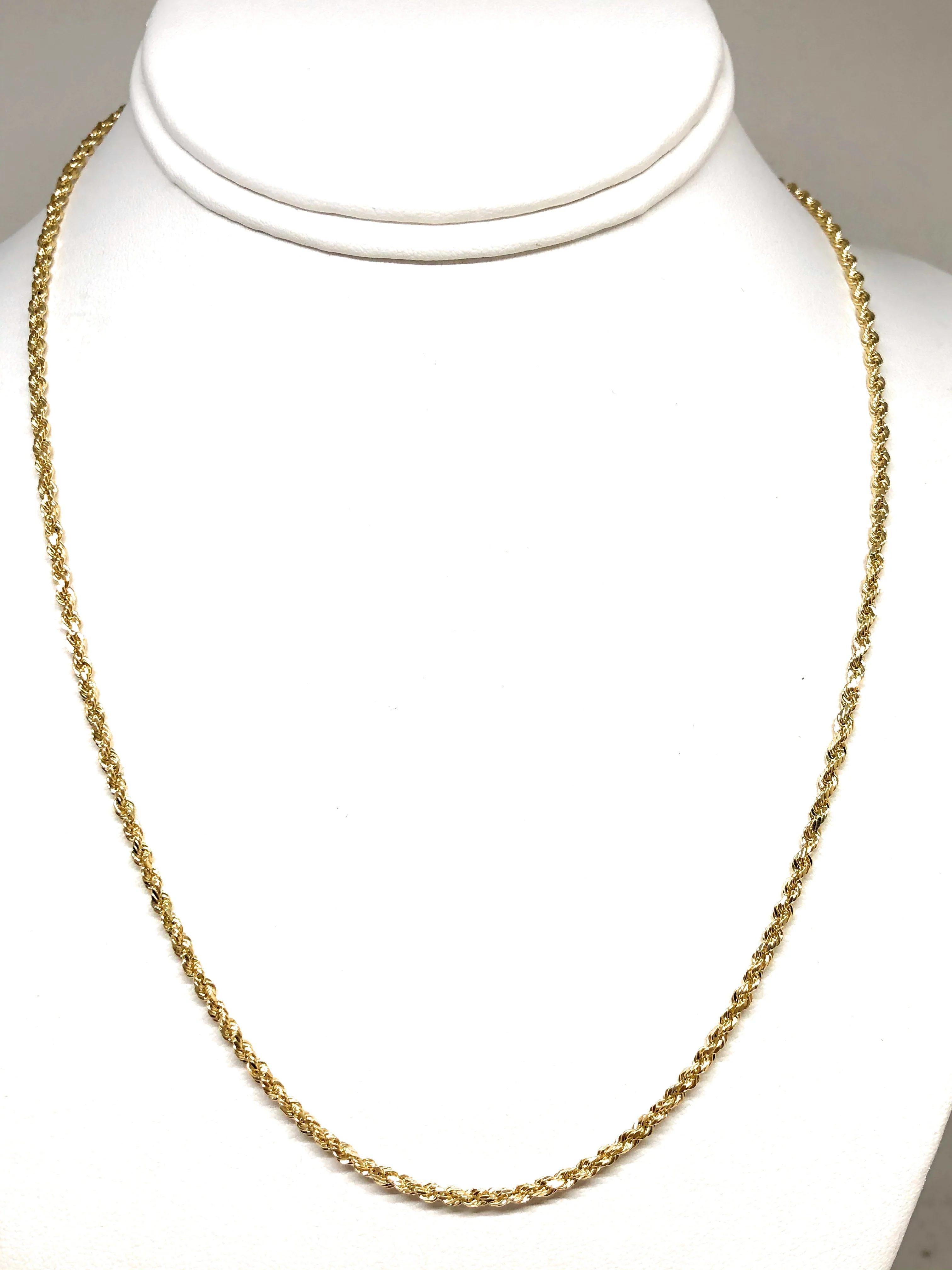 14k Solid Gold Yellow Rope Chain 18-26 inches 2.5mm (Semi-Hollow Style) - Image 4