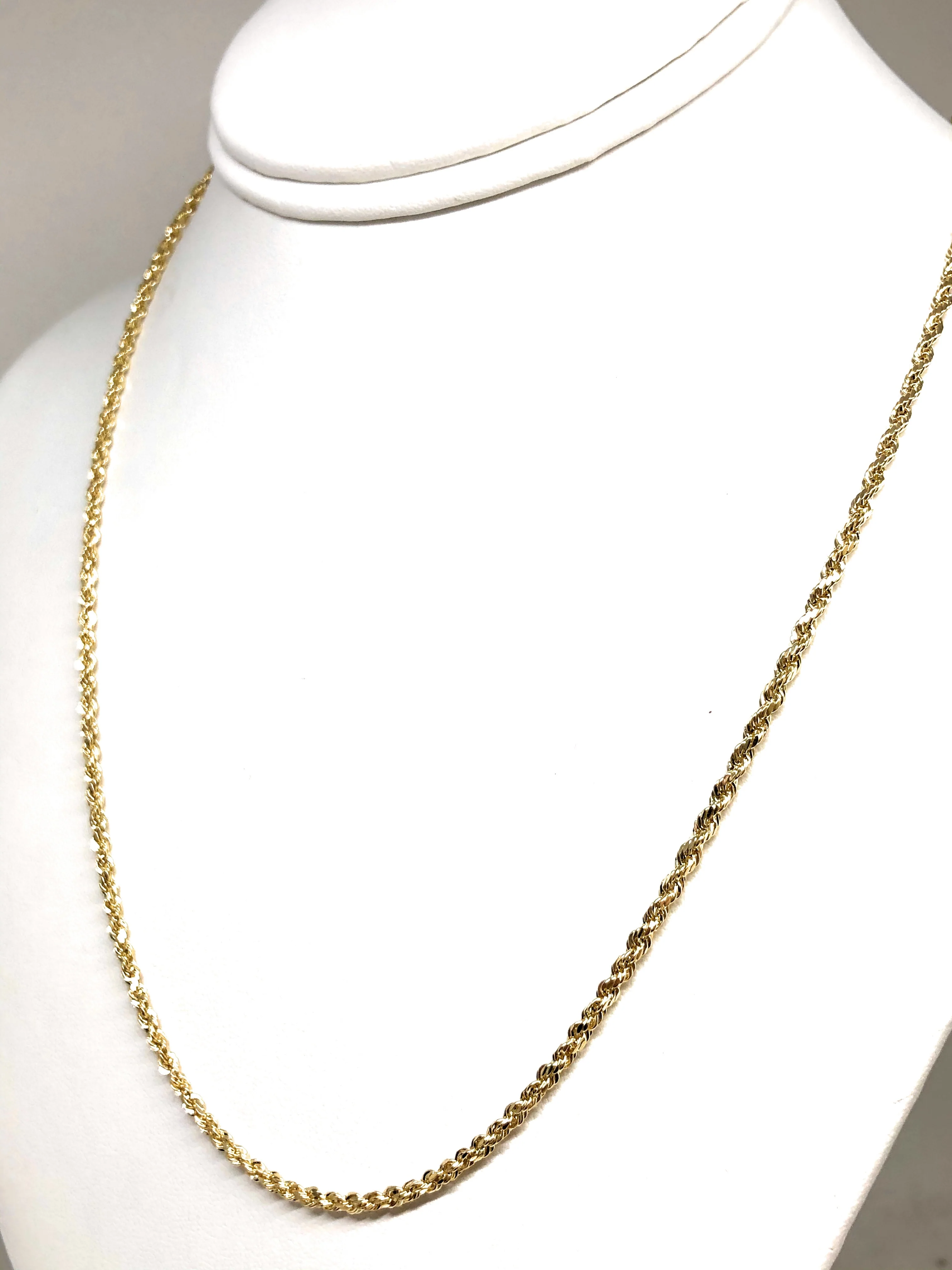 14k Solid Gold Yellow Rope Chain 18-26 inches 2.5mm (Semi-Hollow Style) - Image 5