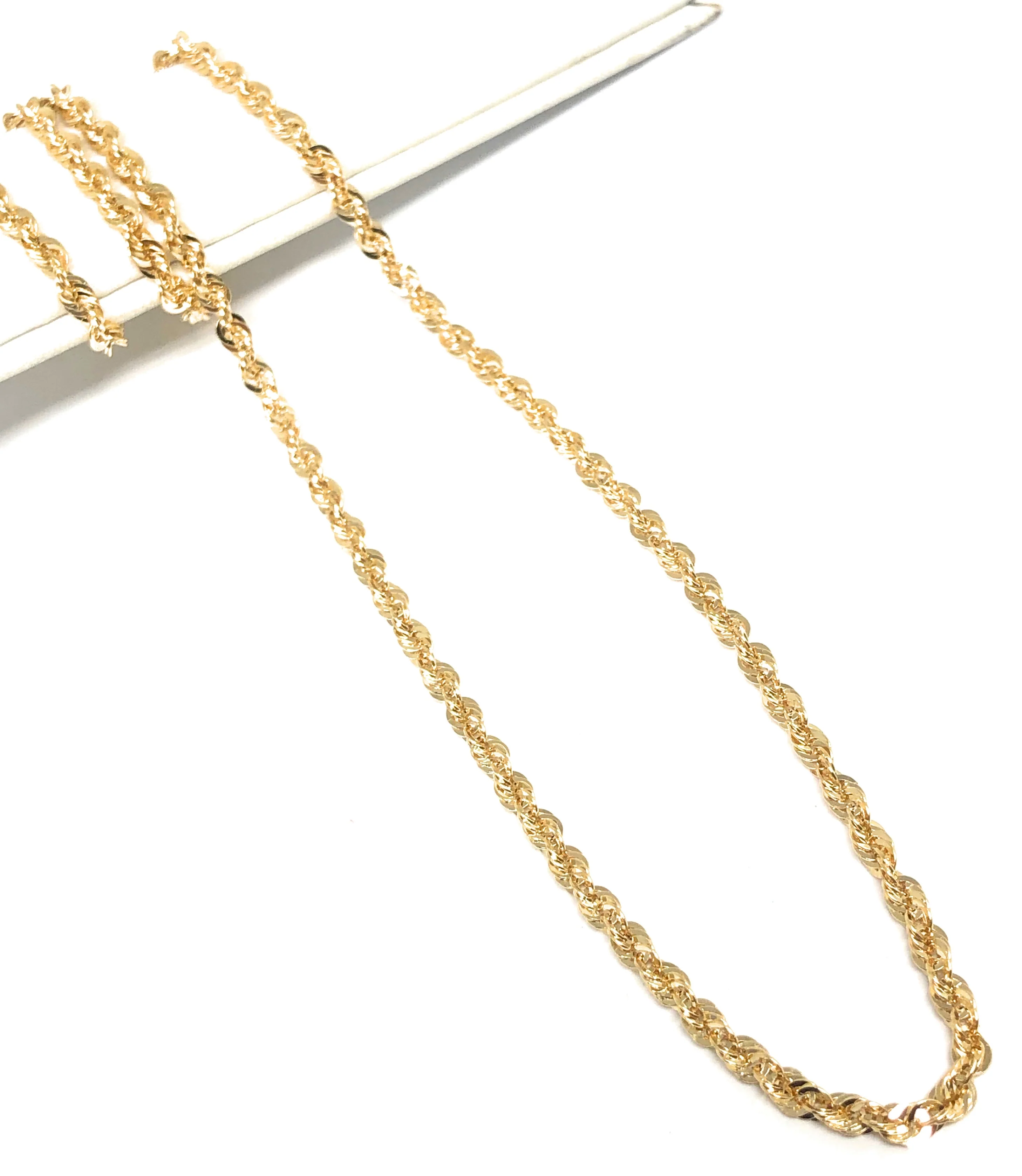 14k Solid Gold Yellow Rope Chain 20-24 inches 3-3.3mm (Semi-Hollow Style) - Image 2