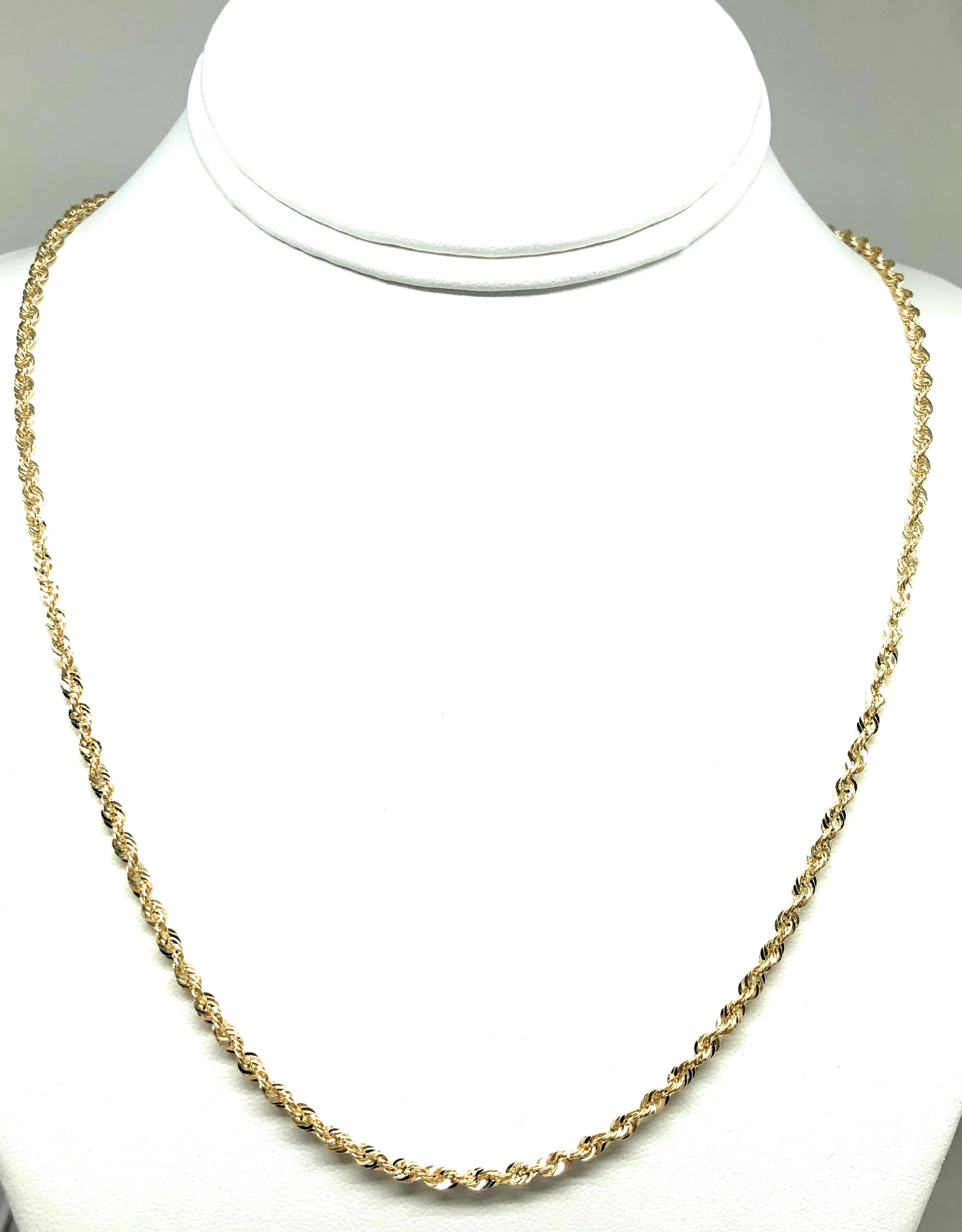 14k Solid Gold Yellow Rope Chain 20-24 inches 3-3.3mm (Semi-Hollow Style) - Image 4