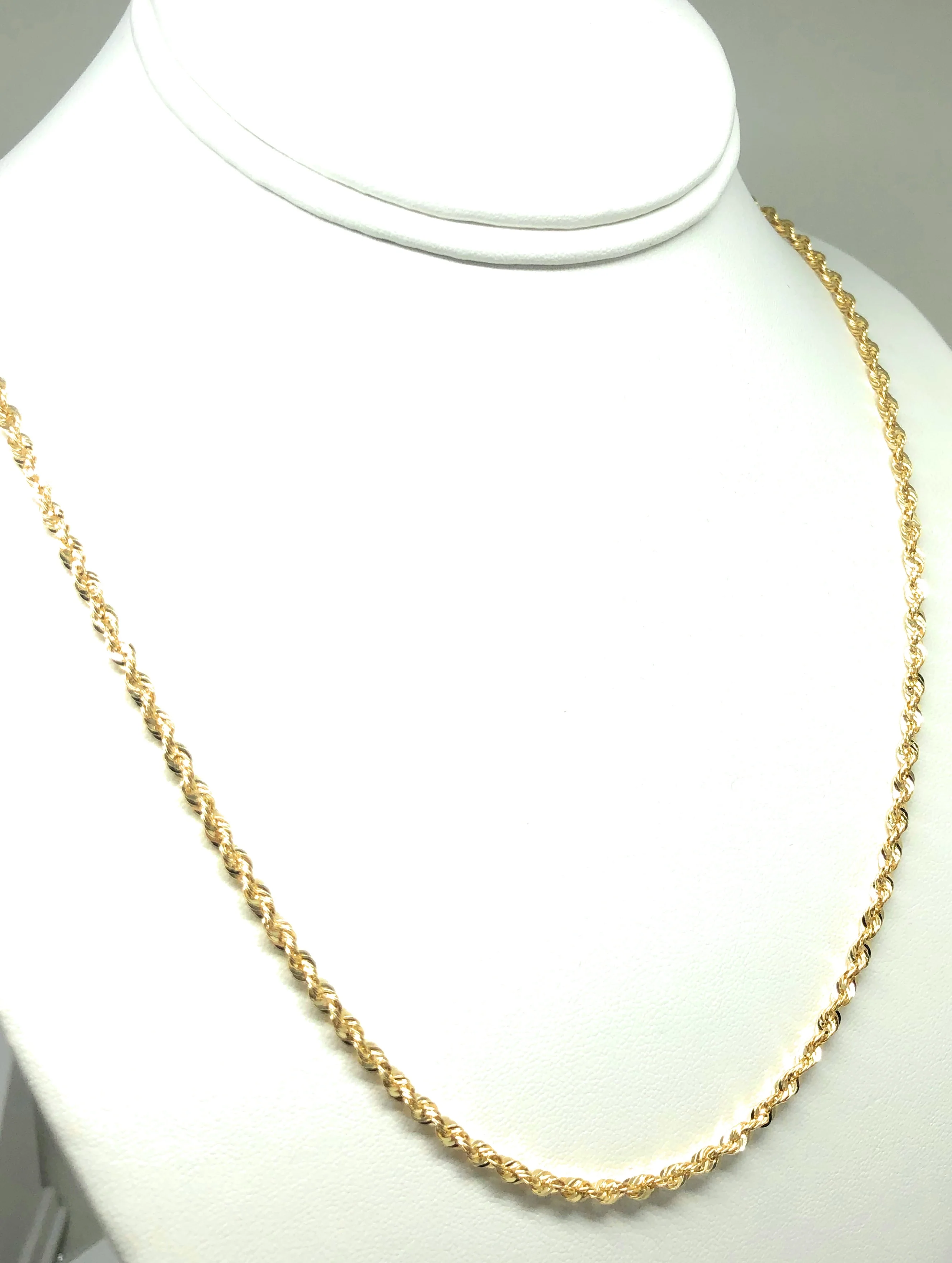 14k Solid Gold Yellow Rope Chain 20-24 inches 3-3.3mm (Semi-Hollow Style) - Image 5