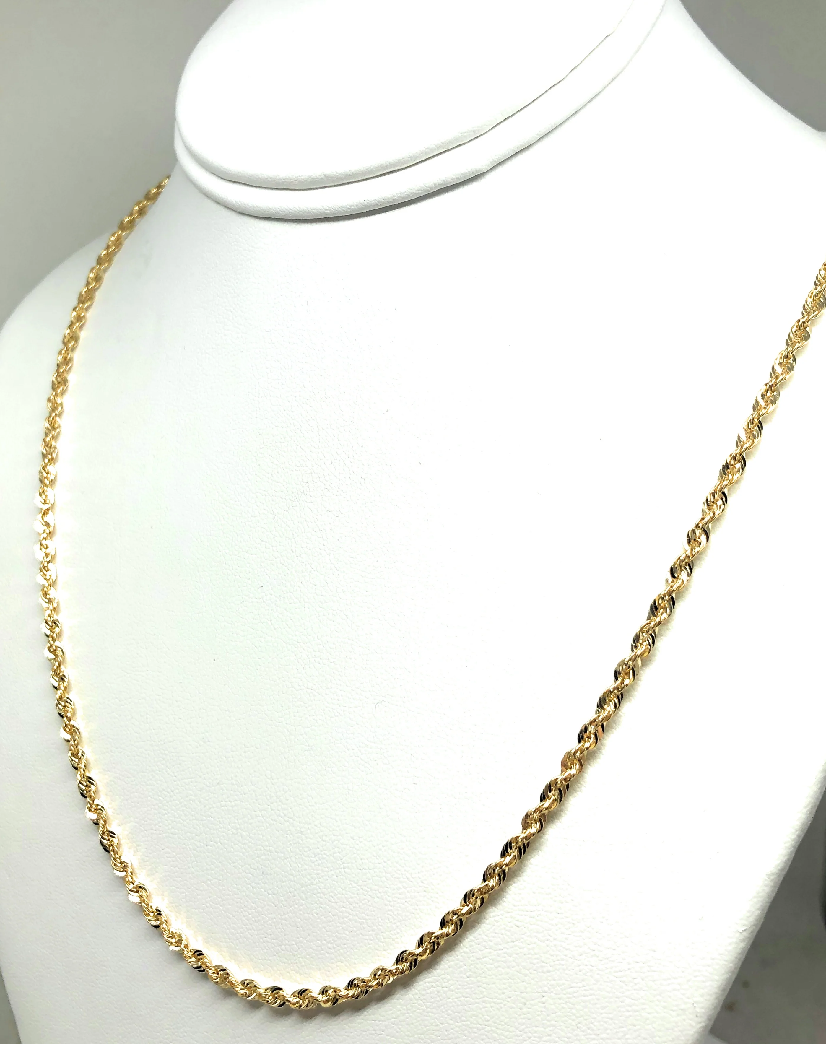 14k Solid Gold Yellow Rope Chain 20-24 inches 3-3.3mm (Semi-Hollow Style) - Image 6