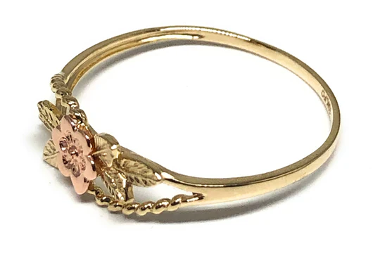 14k Solid Gold Yellow & Rose Gold DAINTY Flower Ring (FC 172) - Image 2