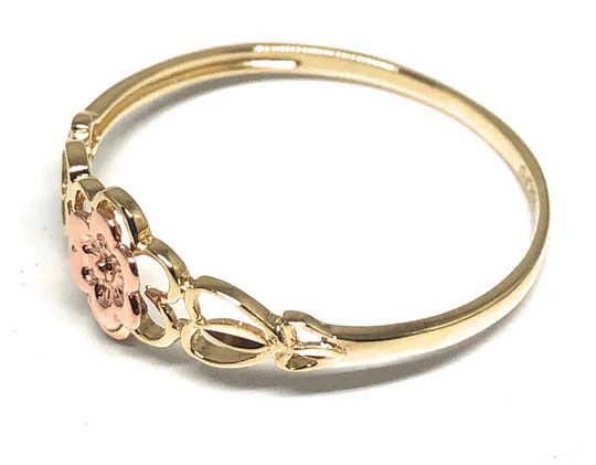 14k Solid Gold Yellow & Rose Gold DAINTY Flower Ring (FC 173) - Image 2