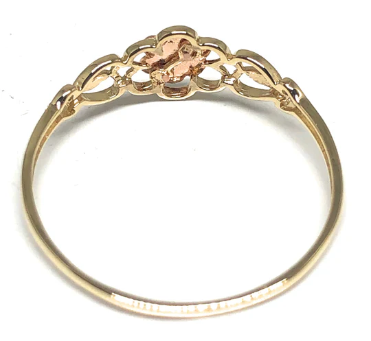 14k Solid Gold Yellow & Rose Gold DAINTY Flower Ring (FC 173) - Image 3
