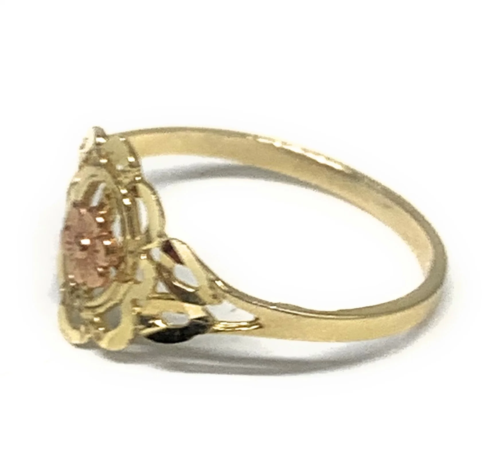 14k Solid Gold Yellow & Rose Gold Flower Ring - Image 2