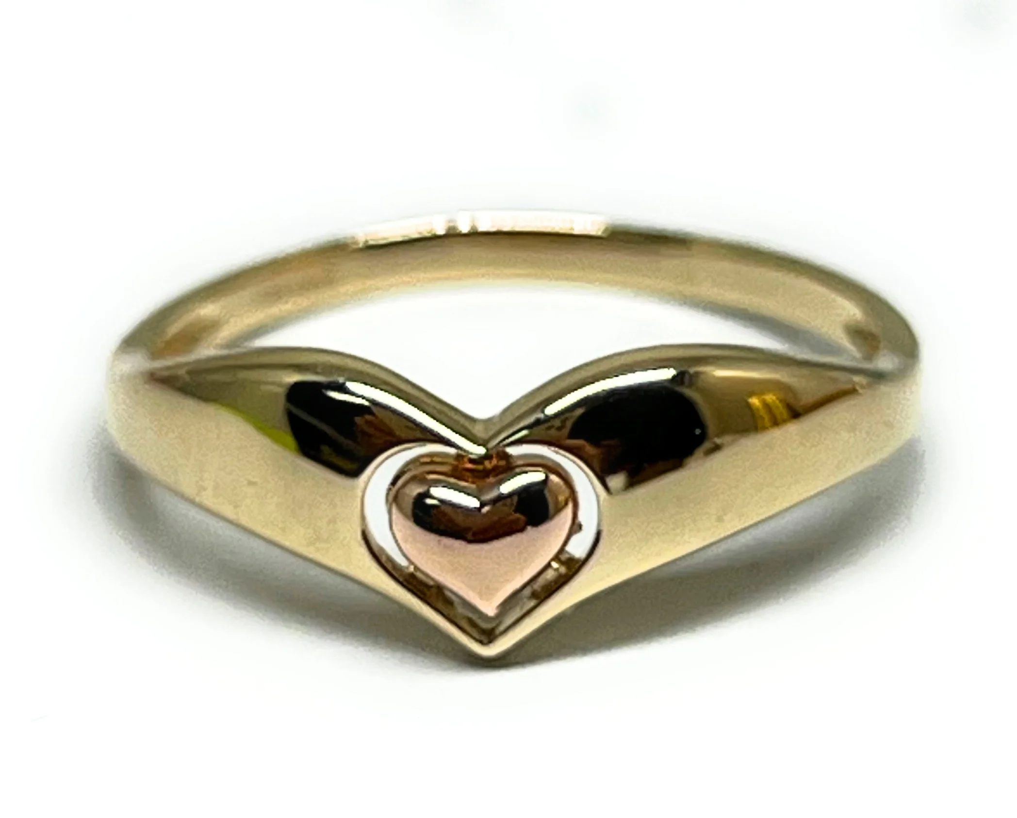 14k Solid Gold Yellow & Rose Gold Heart Band Ring (FC 297)