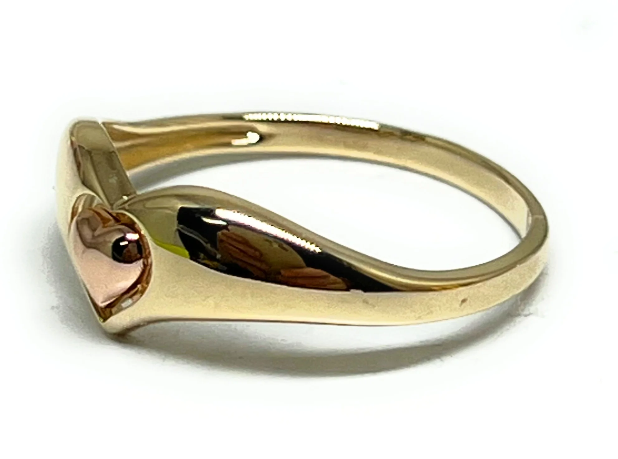 14k Solid Gold Yellow & Rose Gold Heart Band Ring (FC 297) - Image 2