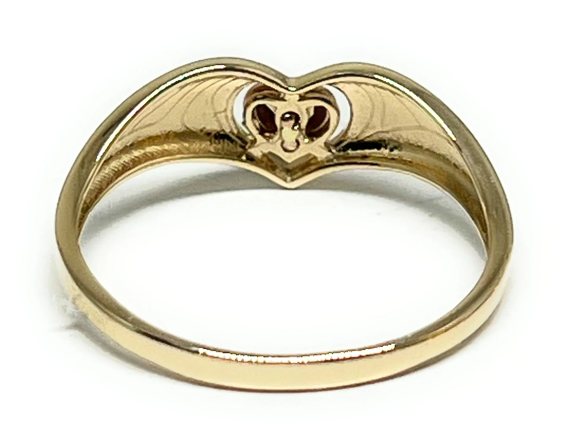14k Solid Gold Yellow & Rose Gold Heart Band Ring (FC 297) - Image 3