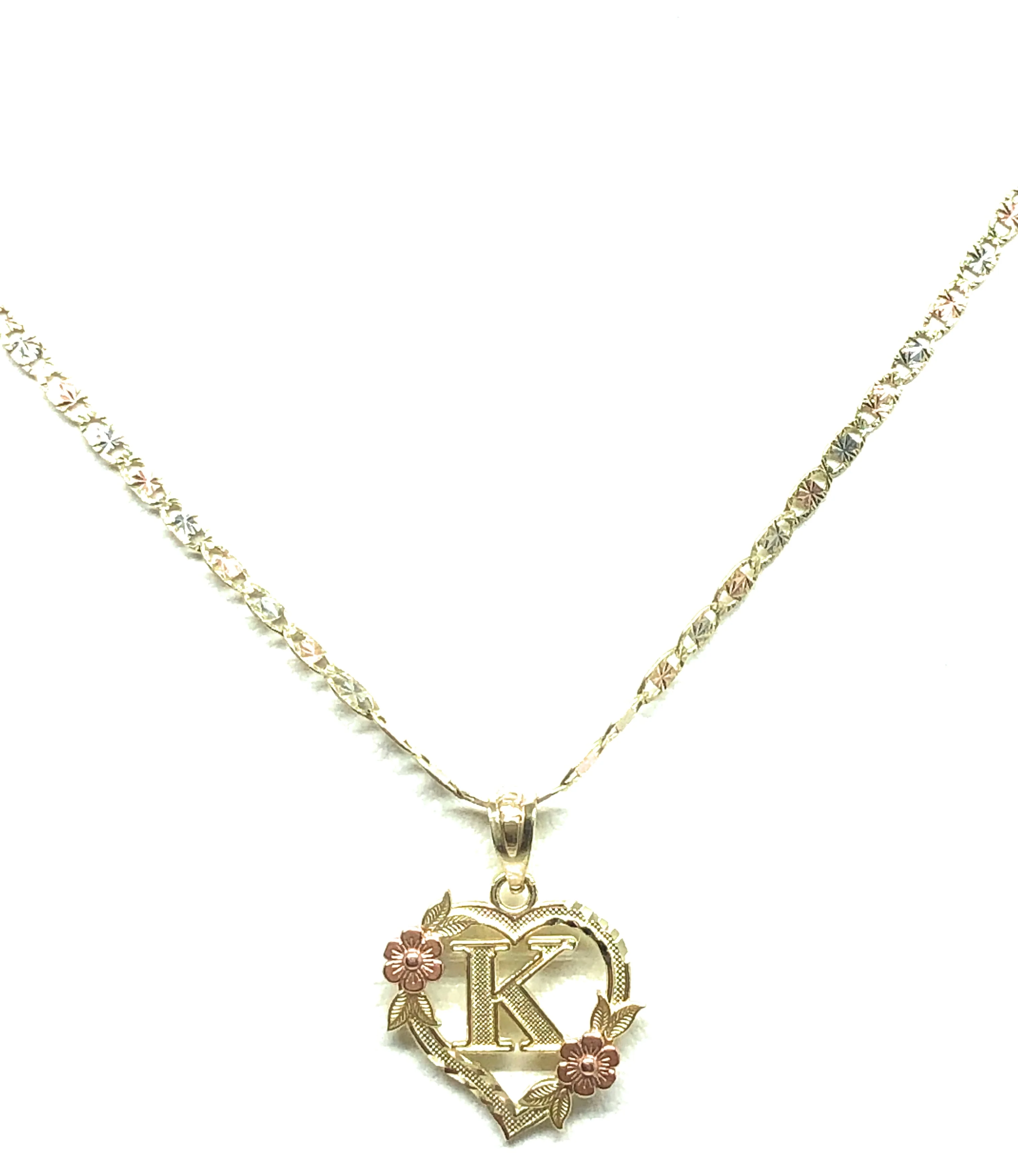 10k Solid Gold Yellow & Rose Gold Heart CUSTOMIZED Initial Letter Pendant - Image 4