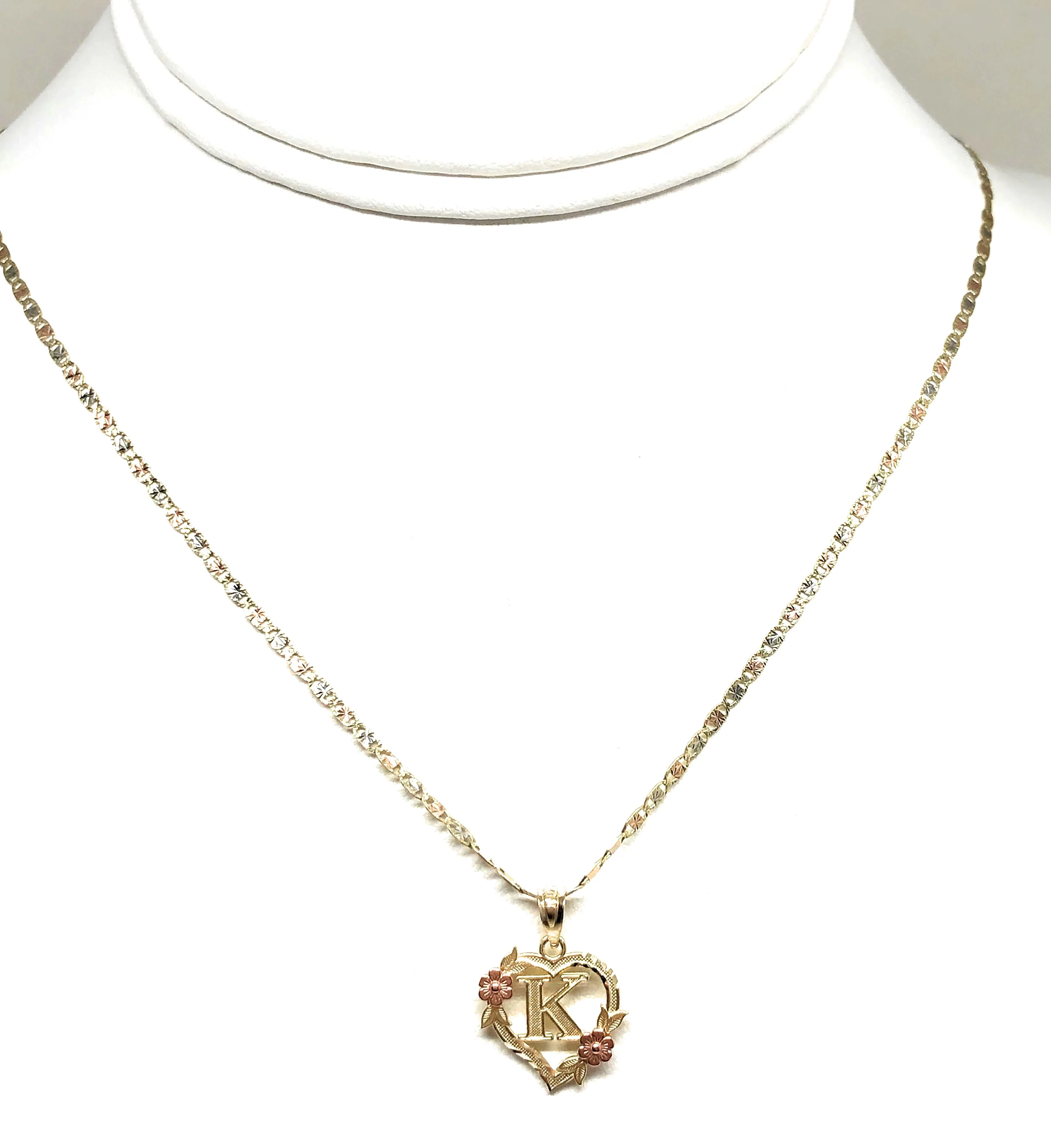 10k Solid Gold Yellow & Rose Gold Heart CUSTOMIZED Initial Letter Pendant - Image 5