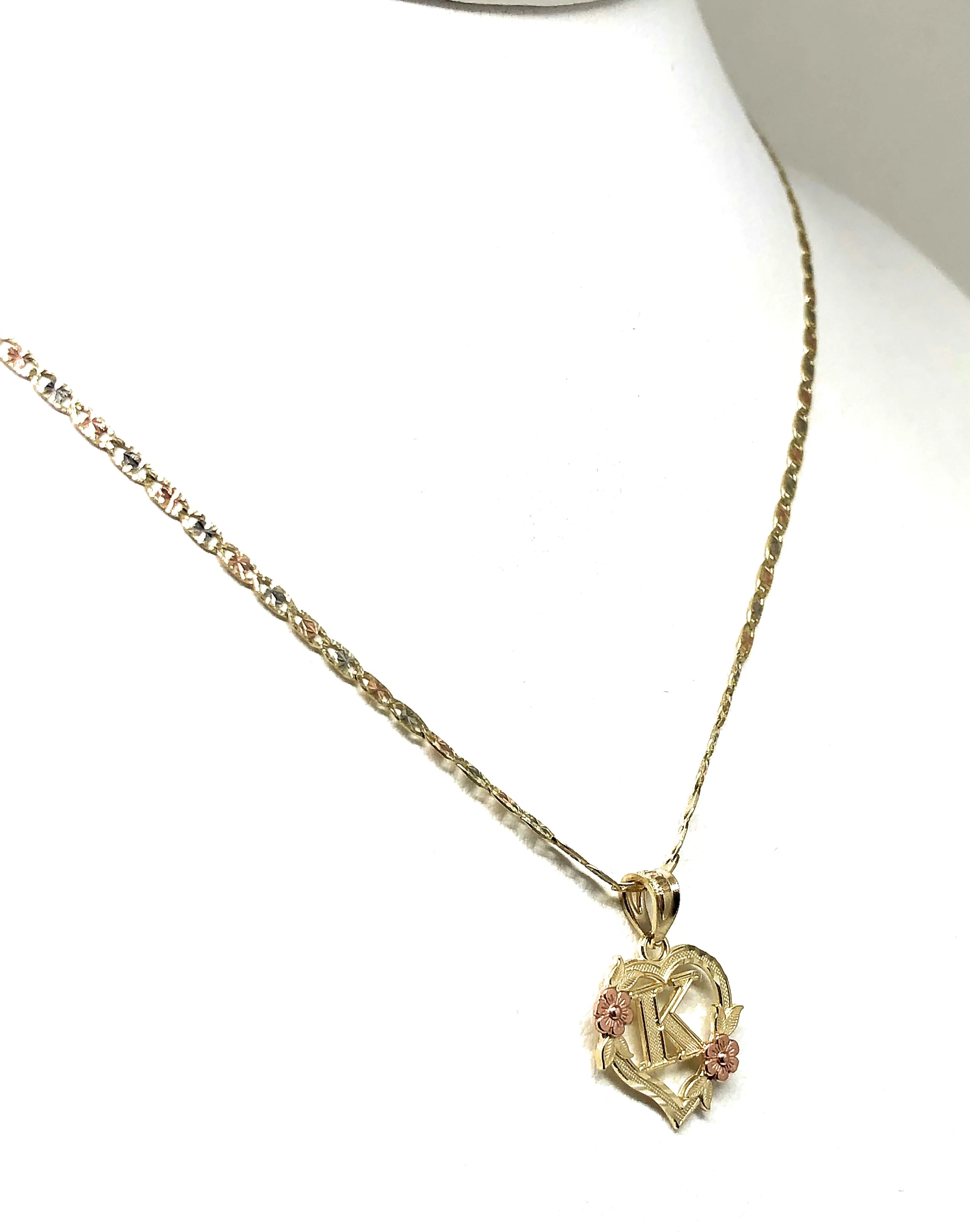10k Solid Gold Yellow & Rose Gold Heart CUSTOMIZED Initial Letter Pendant - Image 6
