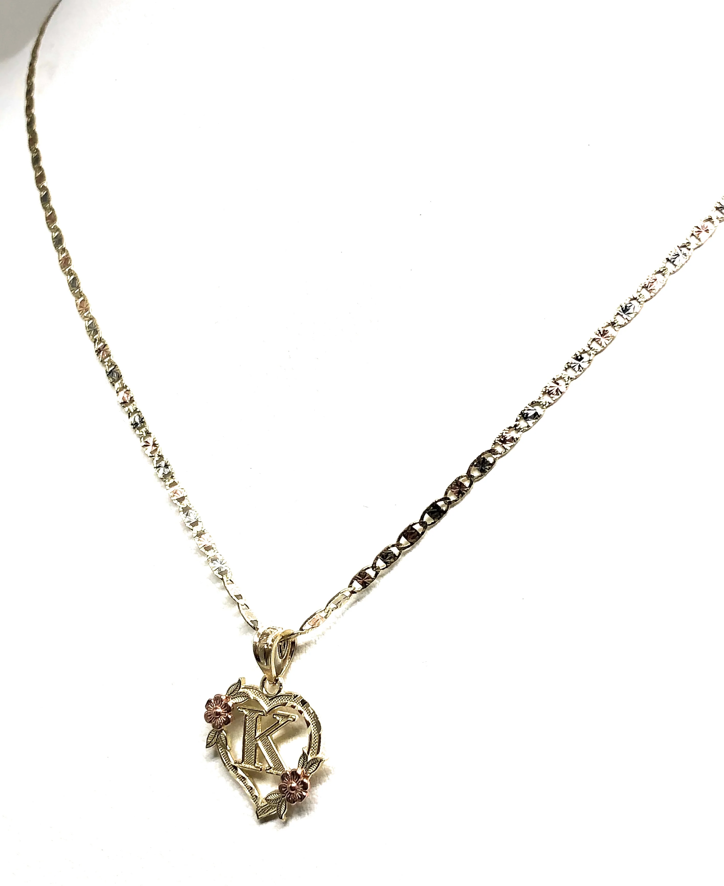 10k Solid Gold Yellow & Rose Gold Heart CUSTOMIZED Initial Letter Pendant - Image 7