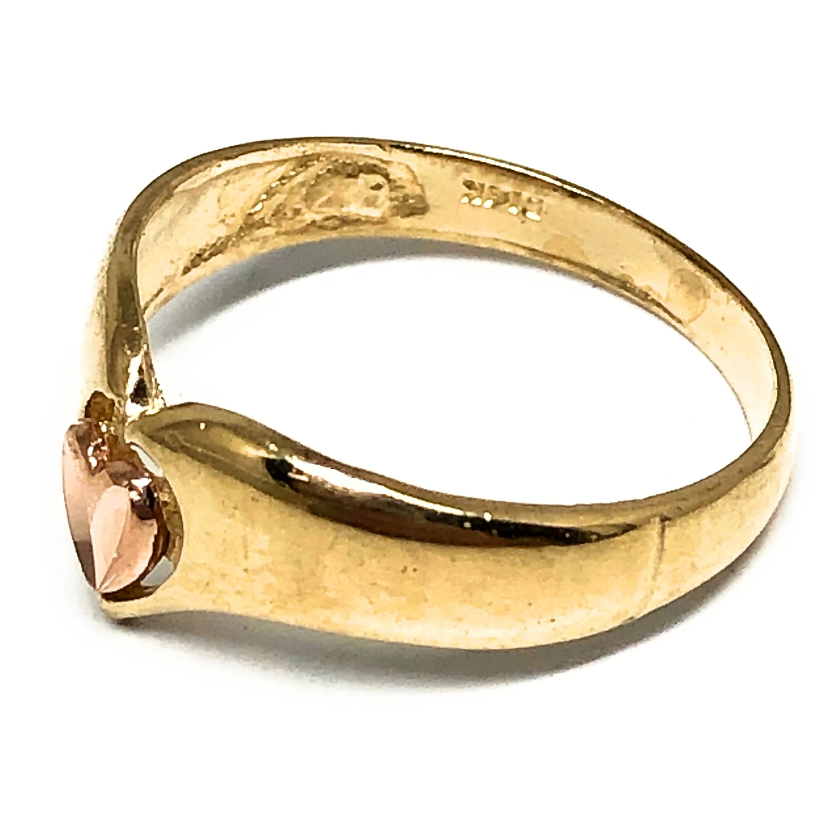 14k Solid Gold Yellow & Rose Gold Heart Ring - Image 2