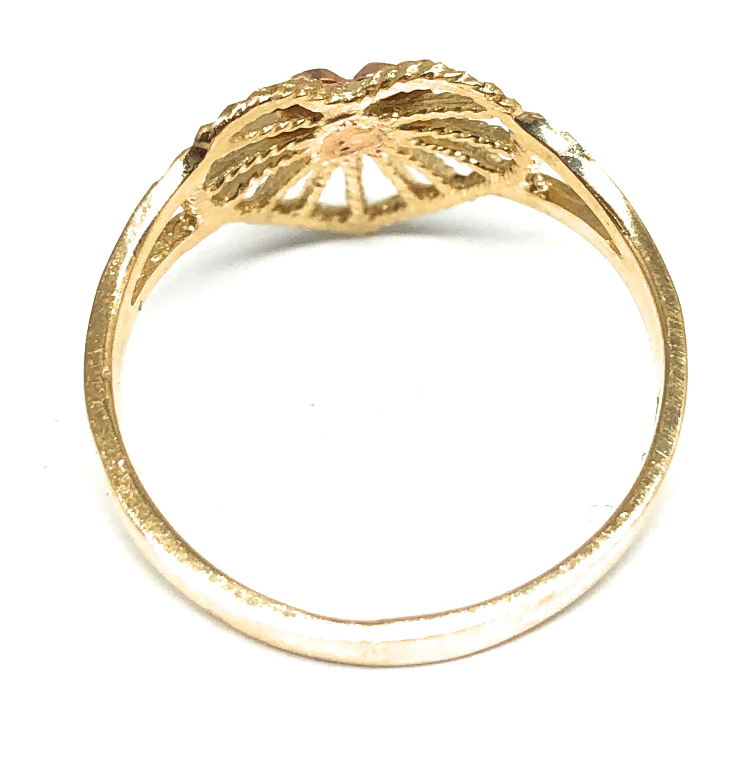 14k Solid Gold Yellow & Rose Gold Heart Ring - Image 3