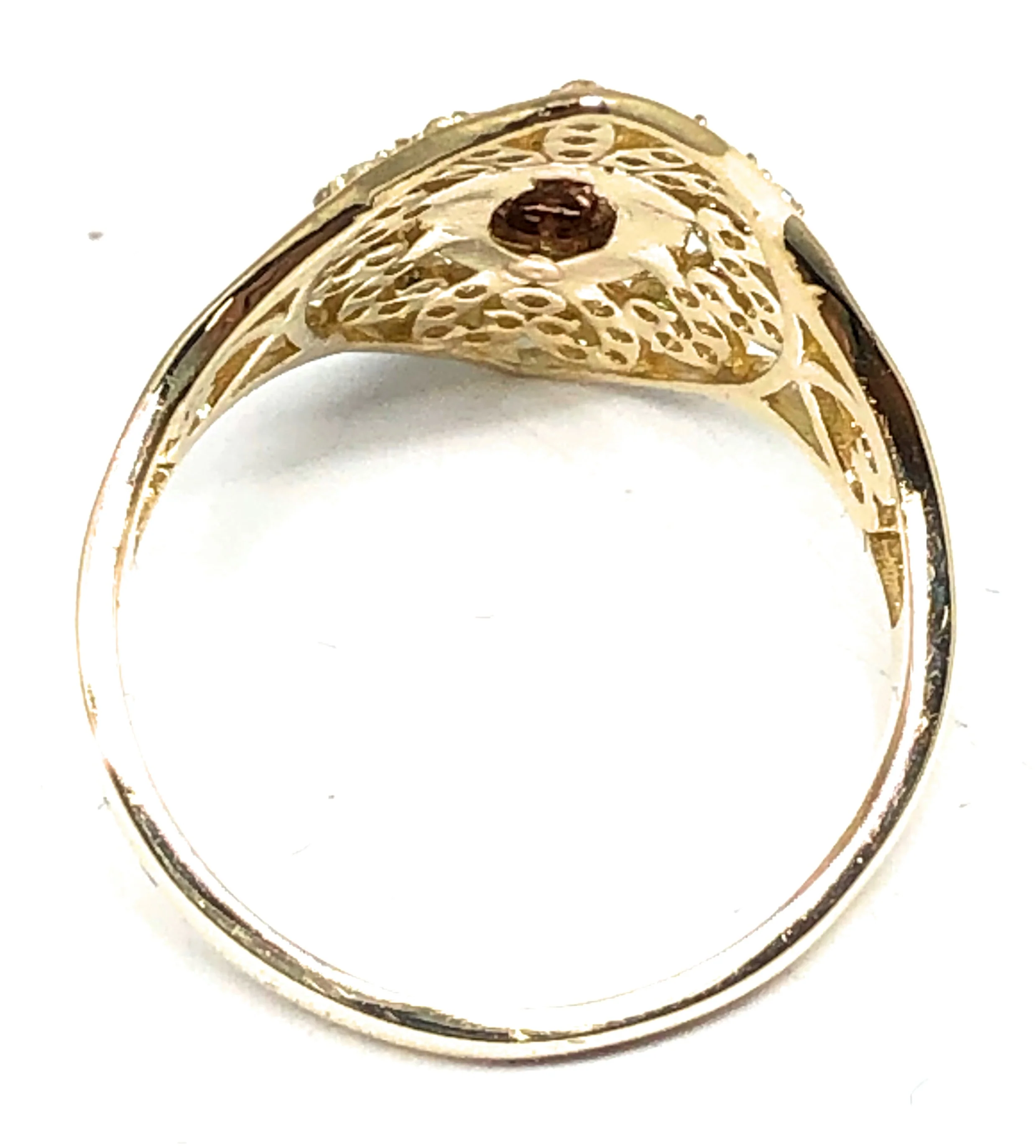 14k Solid Gold Yellow & Rose Gold Virrgin Mary CZ Ring - Image 3