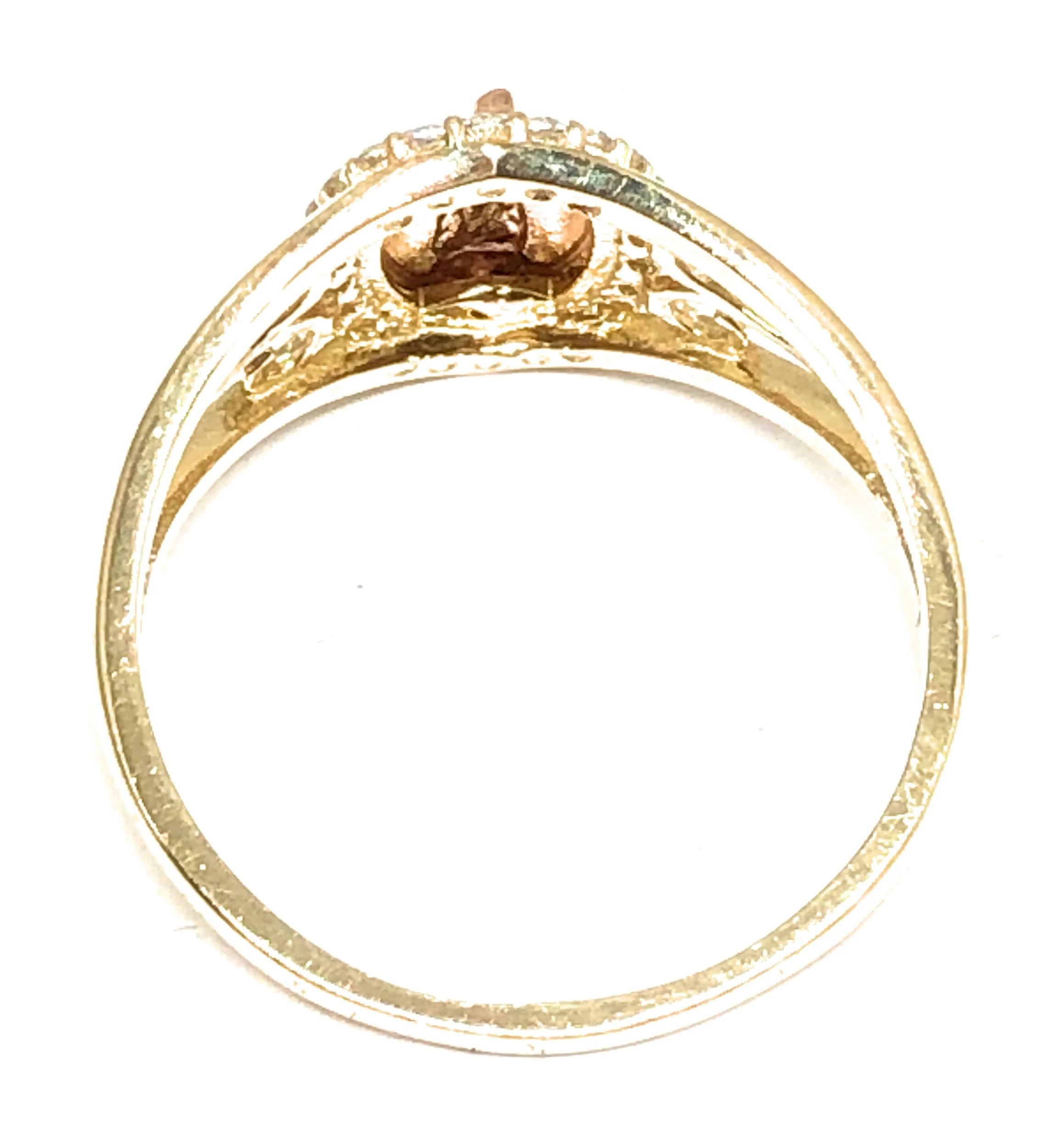 14k Solid Gold Yellow & Rose Gold Virrgin Mary CZ Ring - Image 3